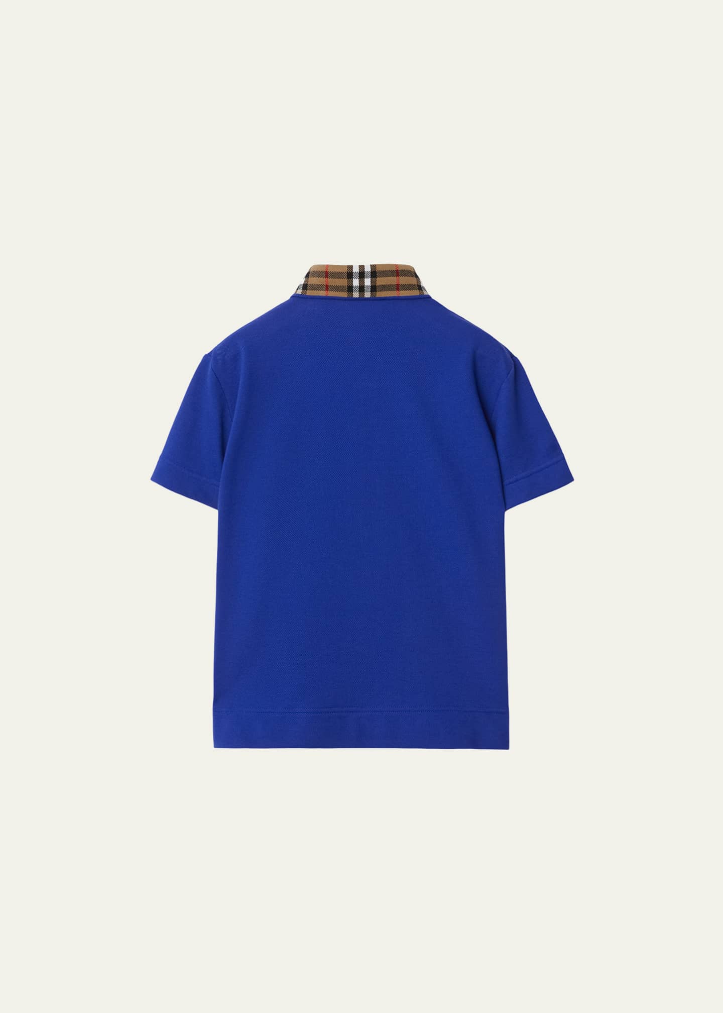 Burberry Boy's Johane EKD Embroidered Shirt with Check Knitted Collar, Size 3-14 Image 2 of 2