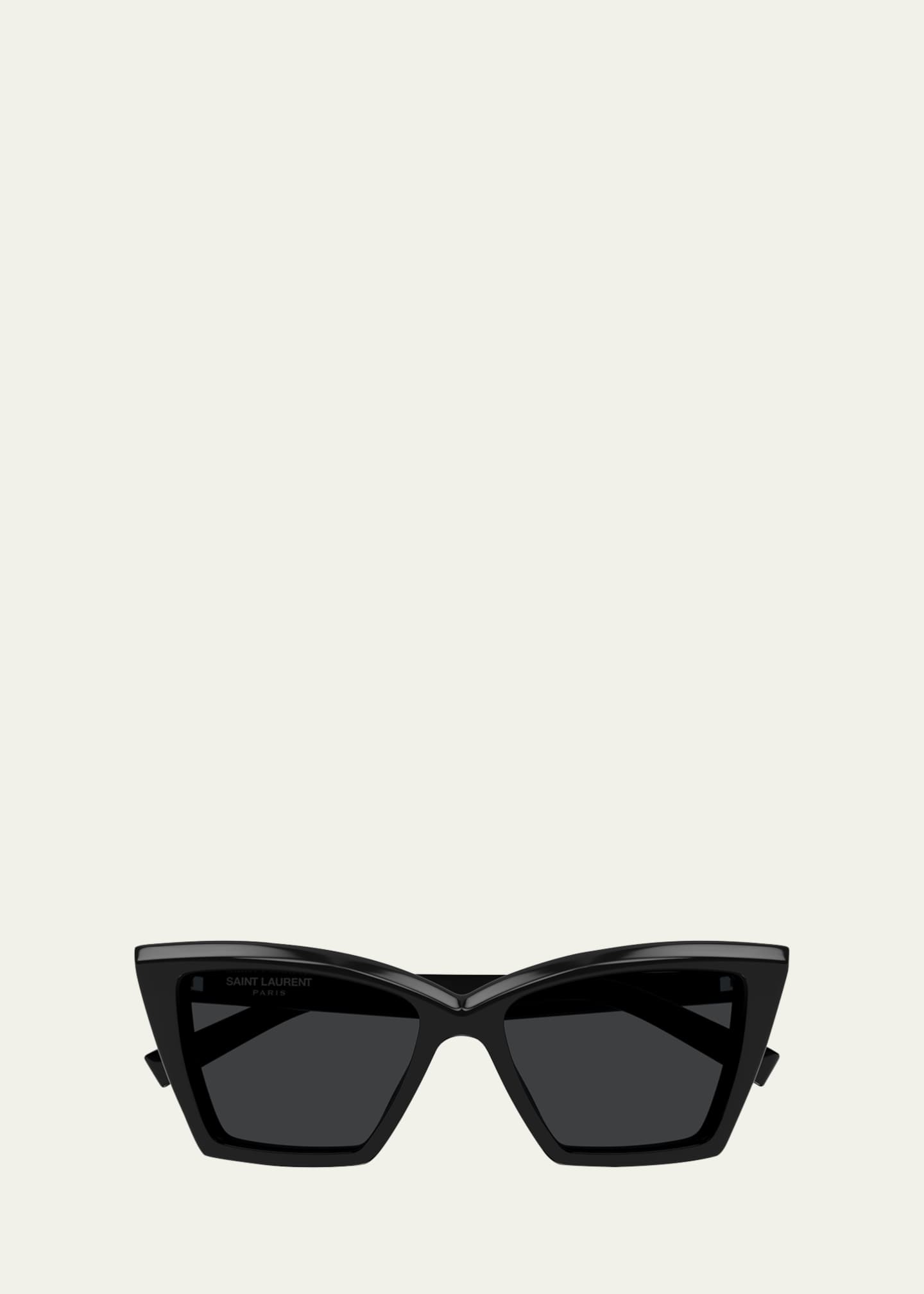 Saint Laurent Beveled Acetate Cat-Eye Sunglasses Image 1 of 2
