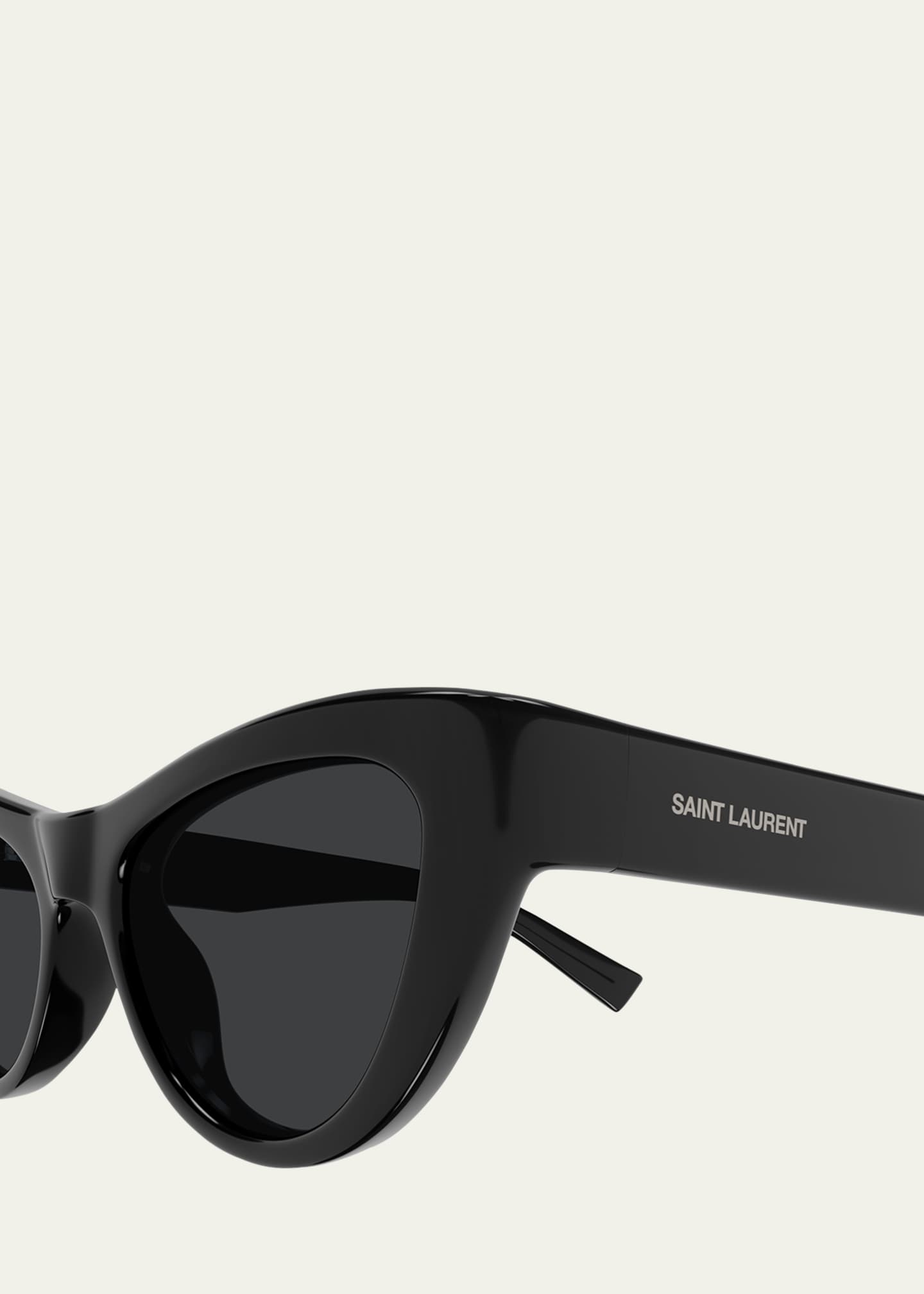 Saint Laurent Sleek Logo Plastic Cat-Eye Sunglasses - Bergdorf Goodman