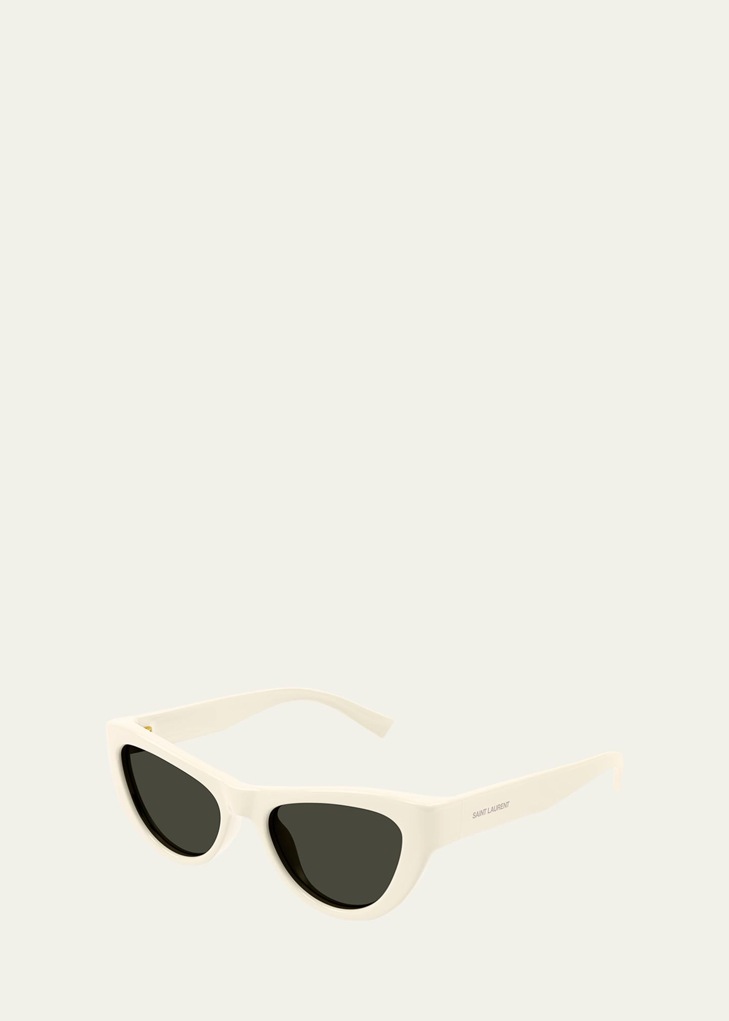Saint Laurent Sleek Logo Plastic Cat-Eye Sunglasses - Bergdorf Goodman