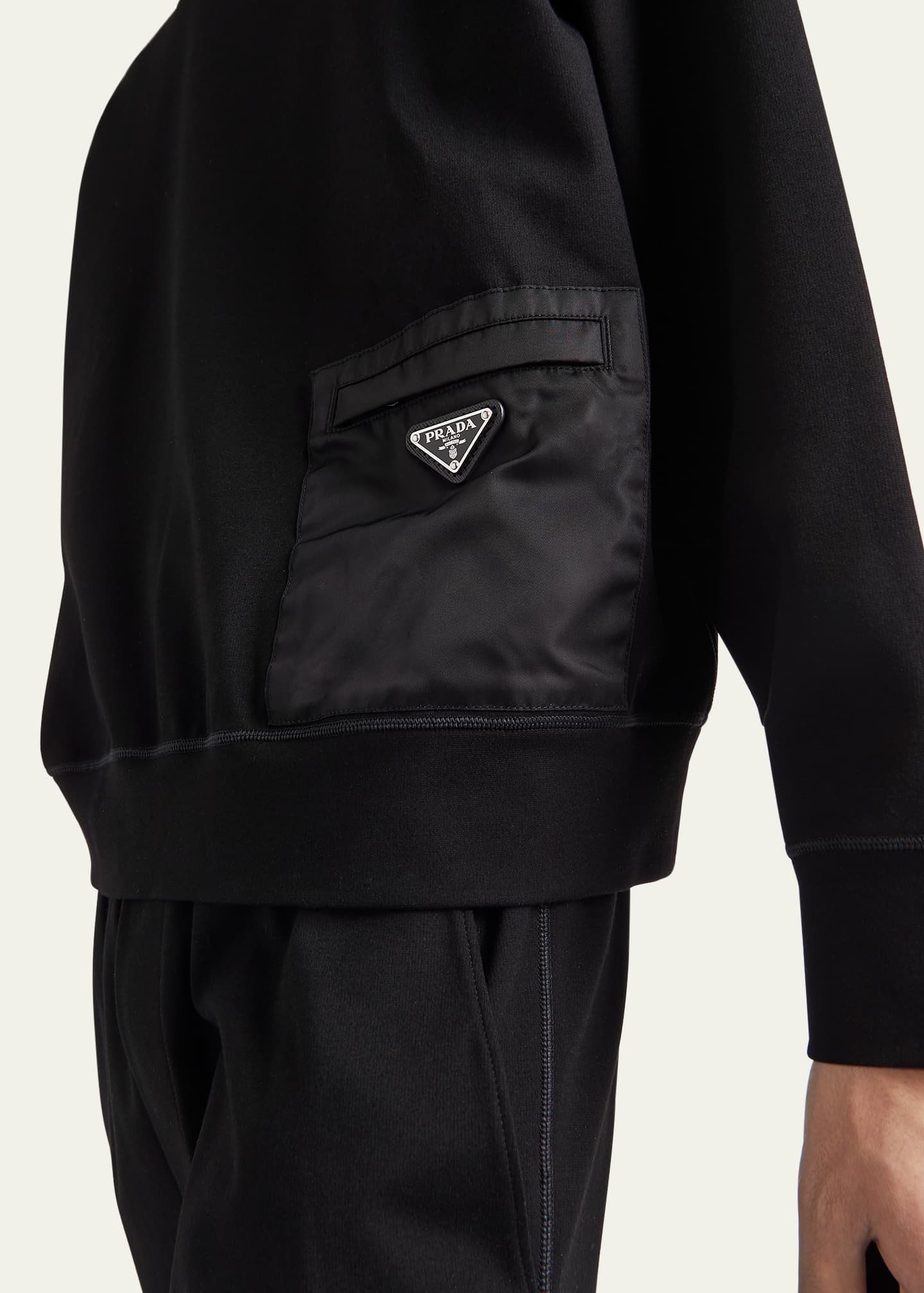 Prada Men's Felpa Sweatshirt with Re-Nylon Pocket