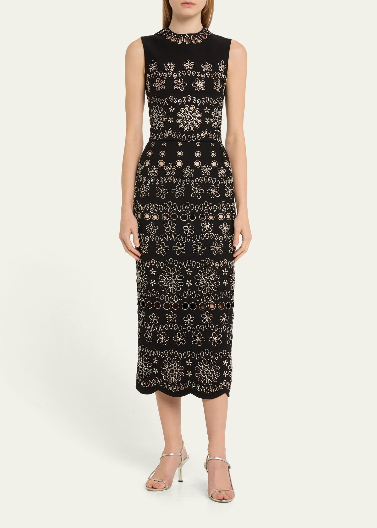 Embroidered pencil dress sale