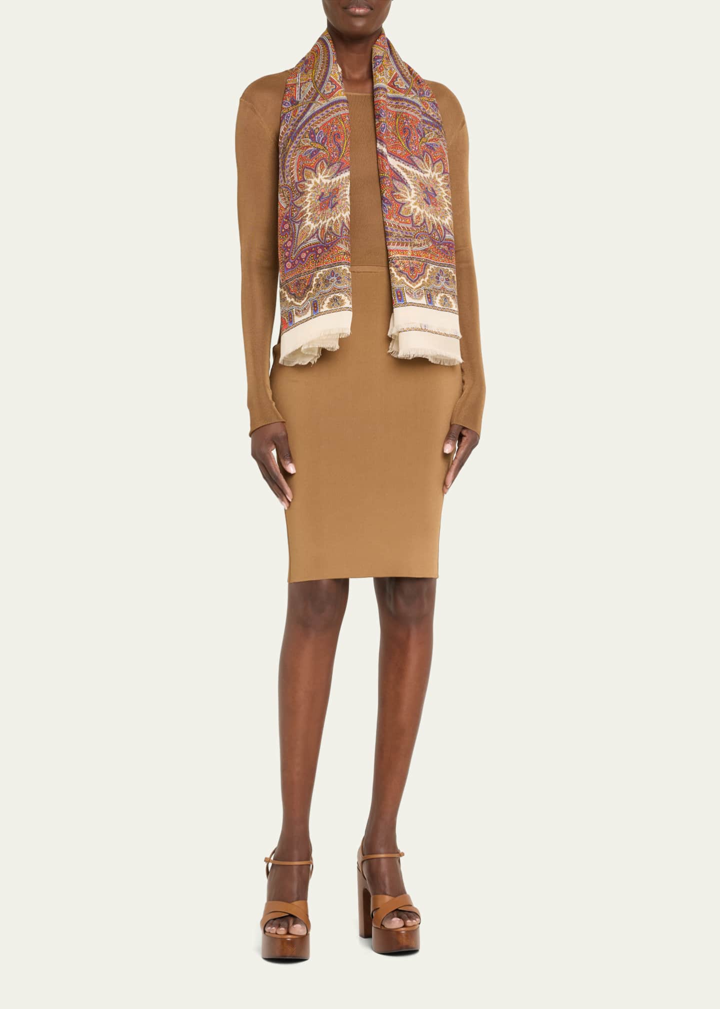 Saint Laurent Vintage Paisley Cashmere-Blend Scarf Image 2 of 5