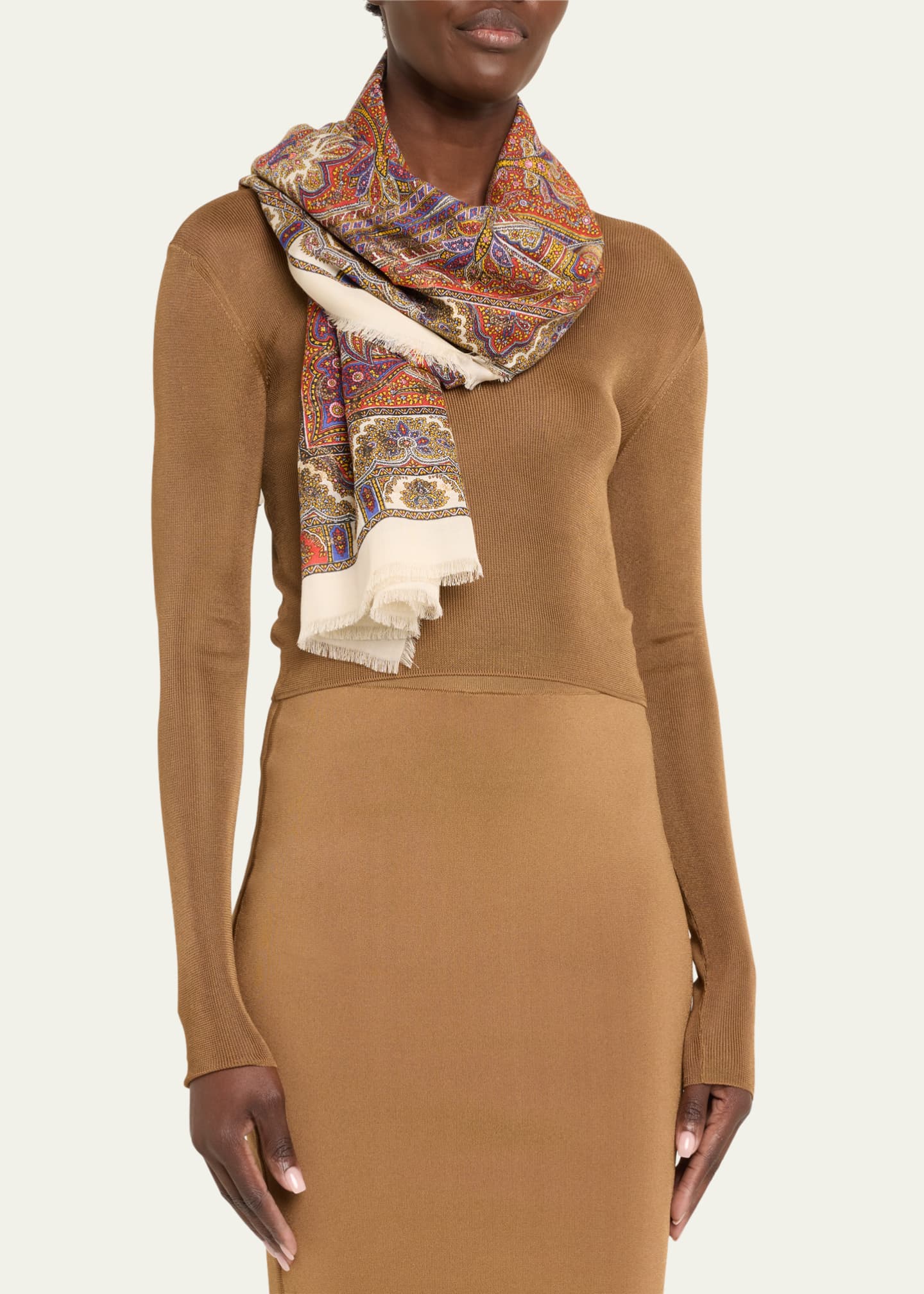 Saint Laurent Vintage Paisley Cashmere-Blend Scarf Image 3 of 5