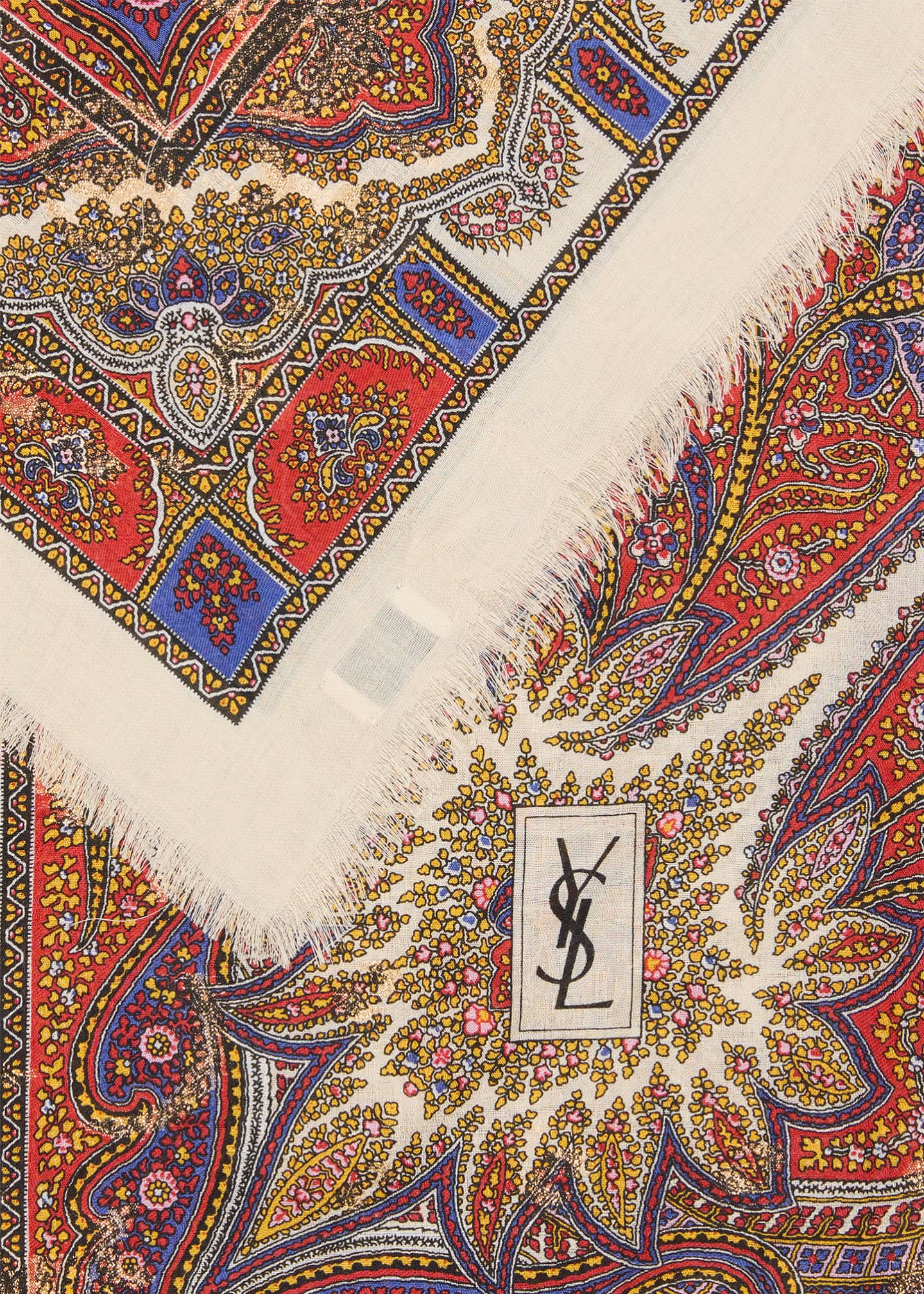 Saint Laurent Vintage Paisley Cashmere-Blend Scarf Image 4 of 5