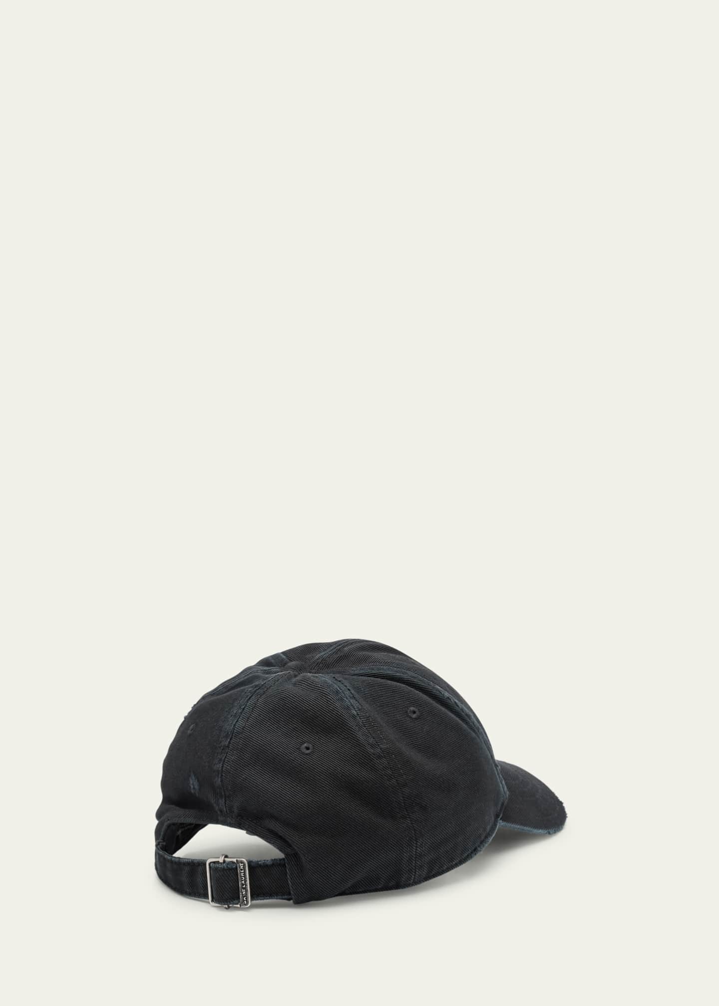 Saint Laurent YSL Washed Denim Baseball Hat Image 2 of 2