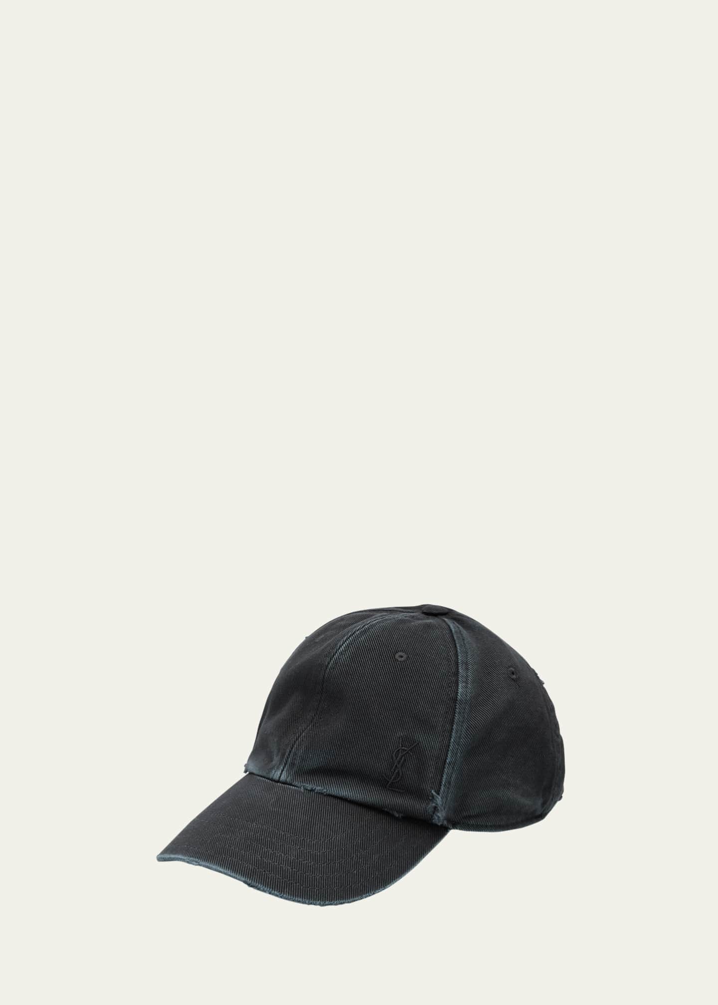 Saint Laurent YSL Washed Denim Baseball Hat Image 1 of 2
