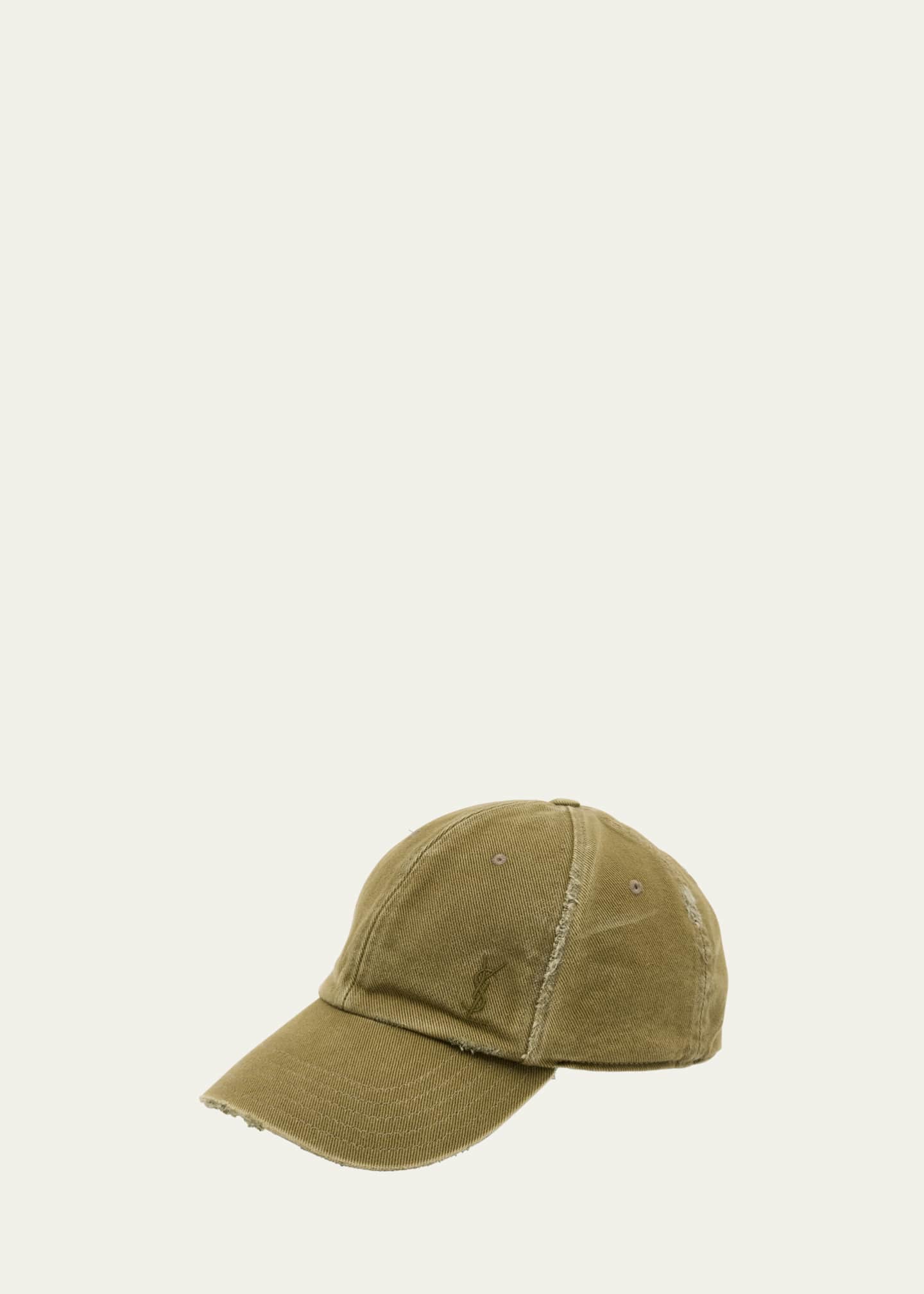 Saint Laurent YSL Washed Denim Baseball Hat Bergdorf Goodman