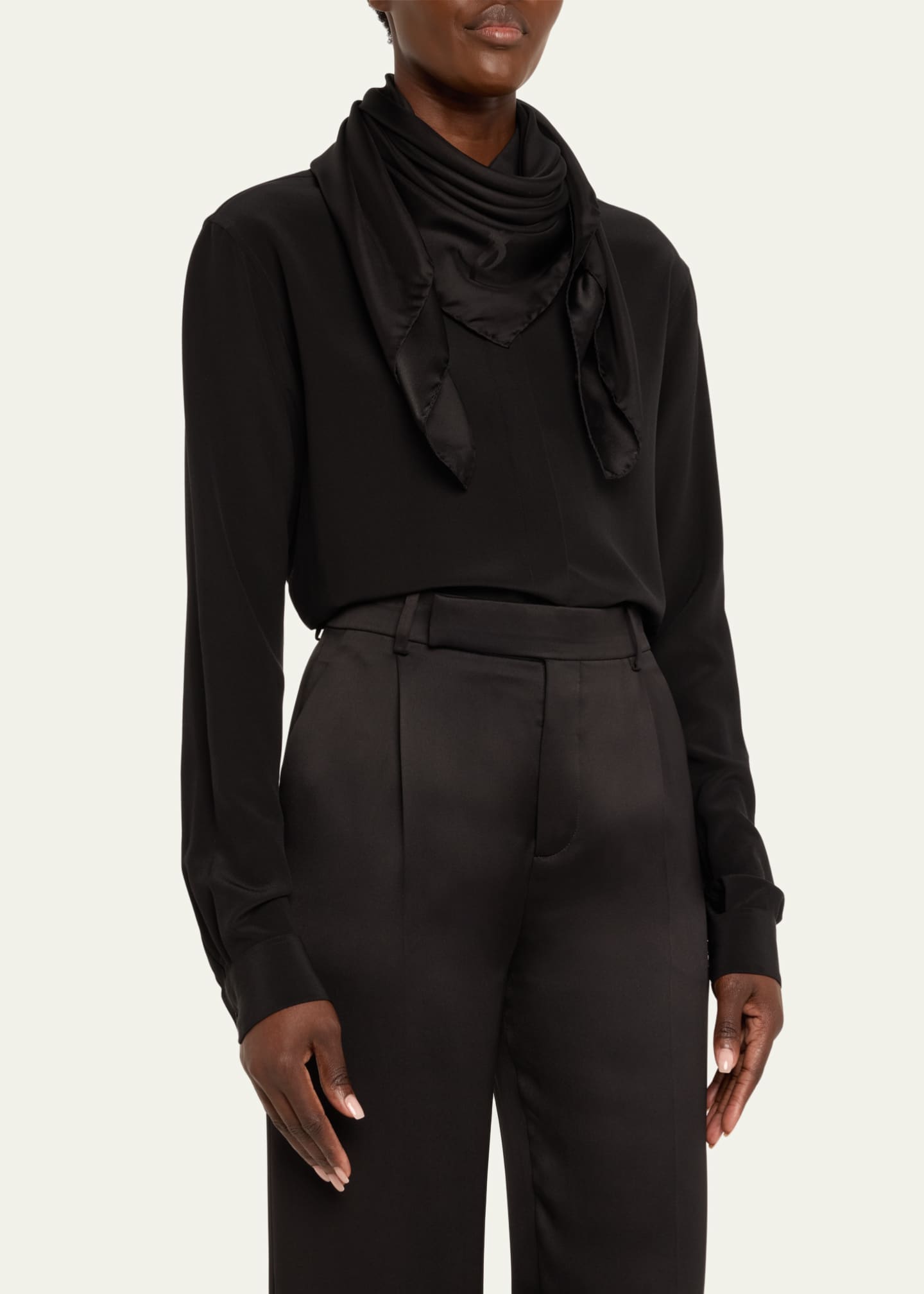 Saint Laurent YSL Charmeuse Silk Scarf Image 2 of 4