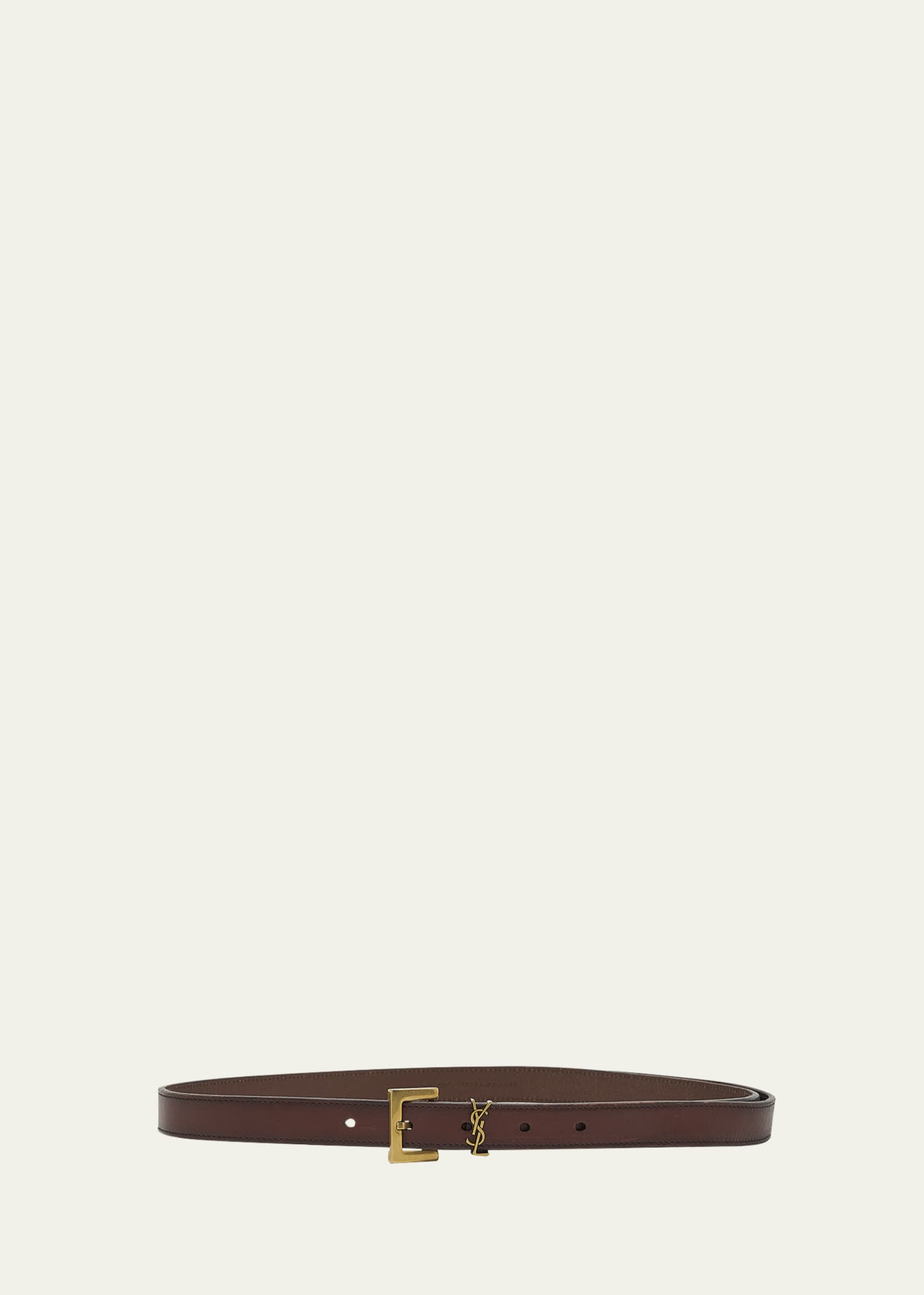 Saint Laurent Cassandre YSL Thin Brown Leather Belt Bergdorf Goodman