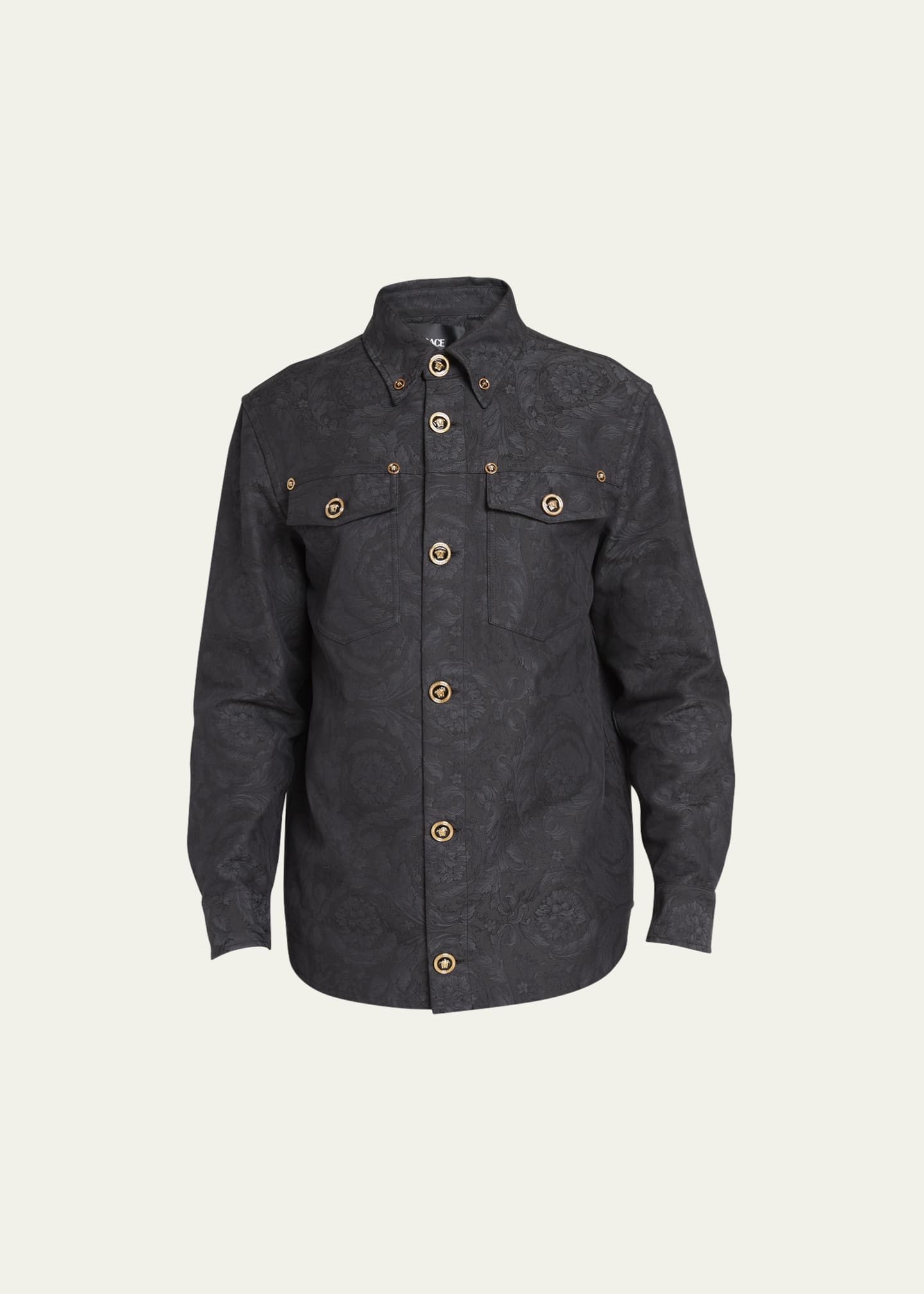 Versace Men s Tonal Barocco Jacquard Overshirt Bergdorf Goodman
