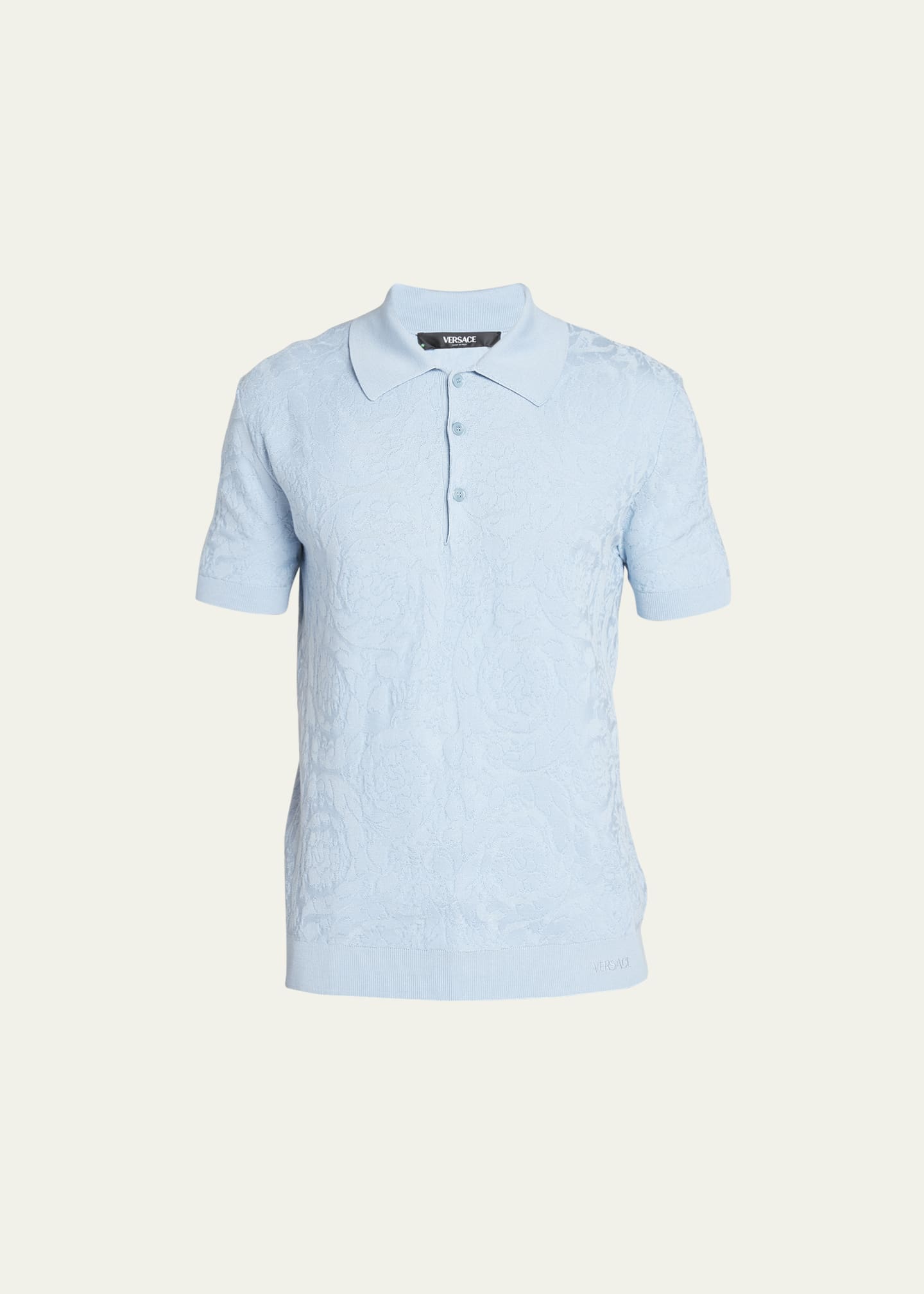 Versace Men s Tonal Barocco Knit Polo Shirt Bergdorf Goodman