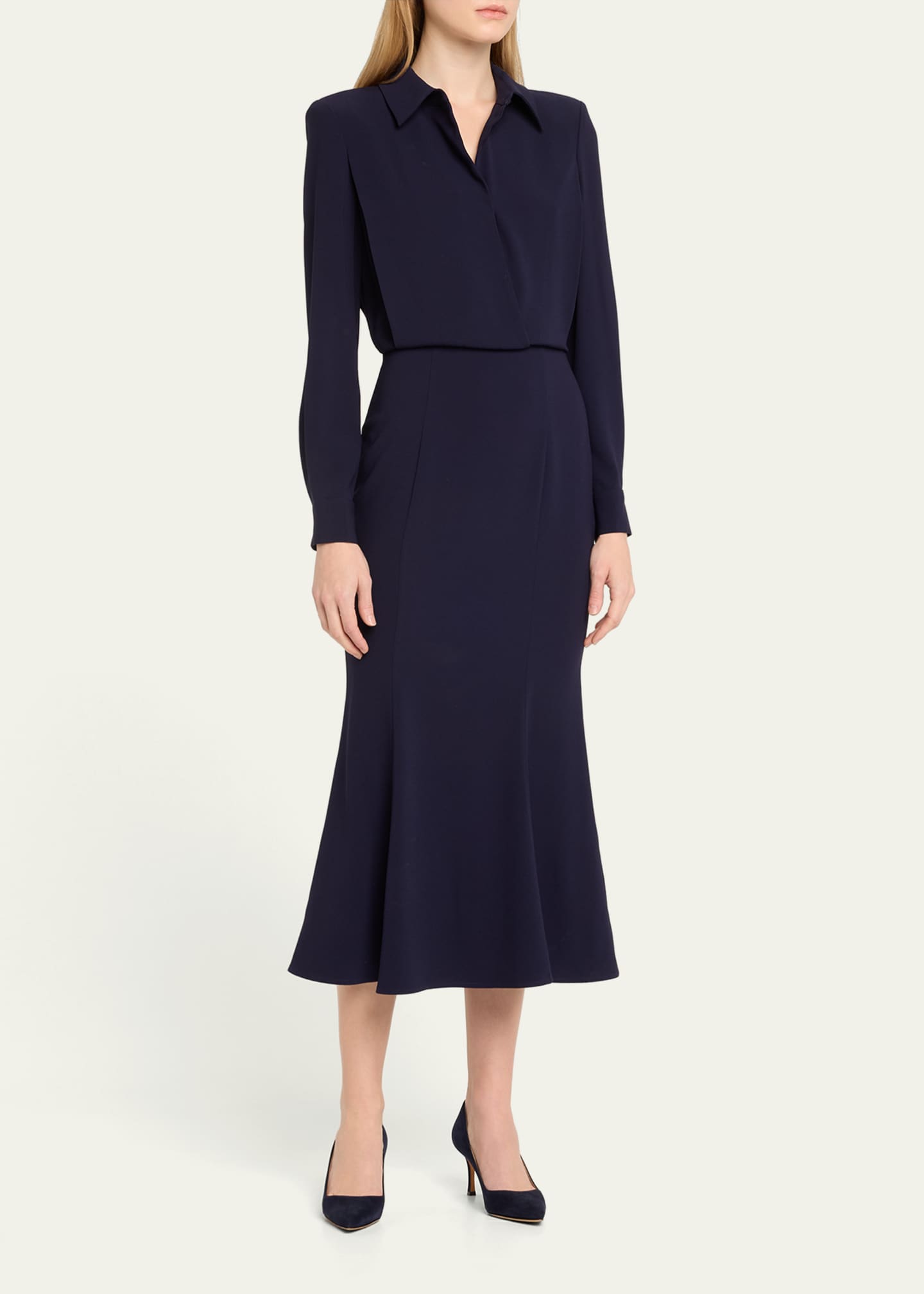 Roland Mouret Trumpet Satin Crepe Midi Dress - Bergdorf Goodman