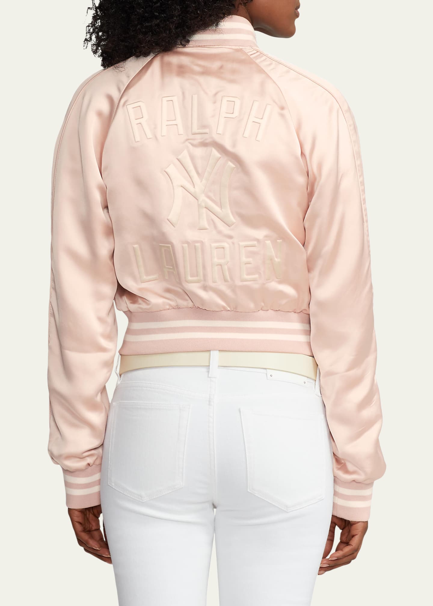 Logo embossed bomber jacket discount