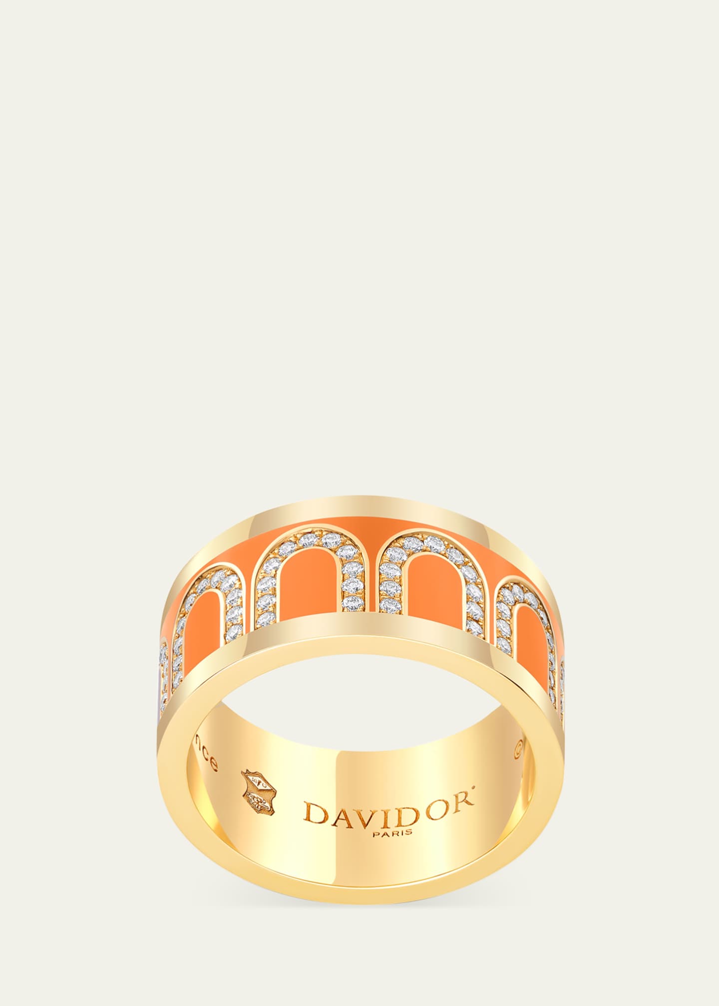 DAVIDOR L'Arc de DAVIDOR Ring GM in 18K Yellow Gold with Zeste Lacquered Ceramic and Arcade Diamonds Image 2 of 3