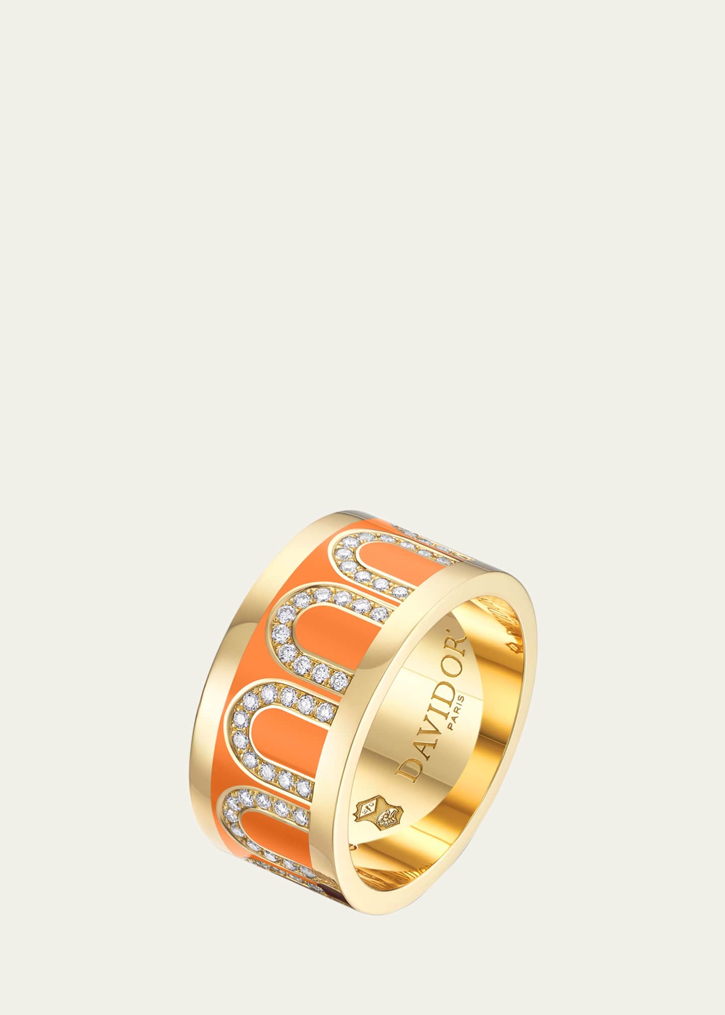 DAVIDOR L'Arc de DAVIDOR Ring GM in 18K Yellow Gold with Zeste Lacquered Ceramic and Arcade Diamonds Image 1 of 3