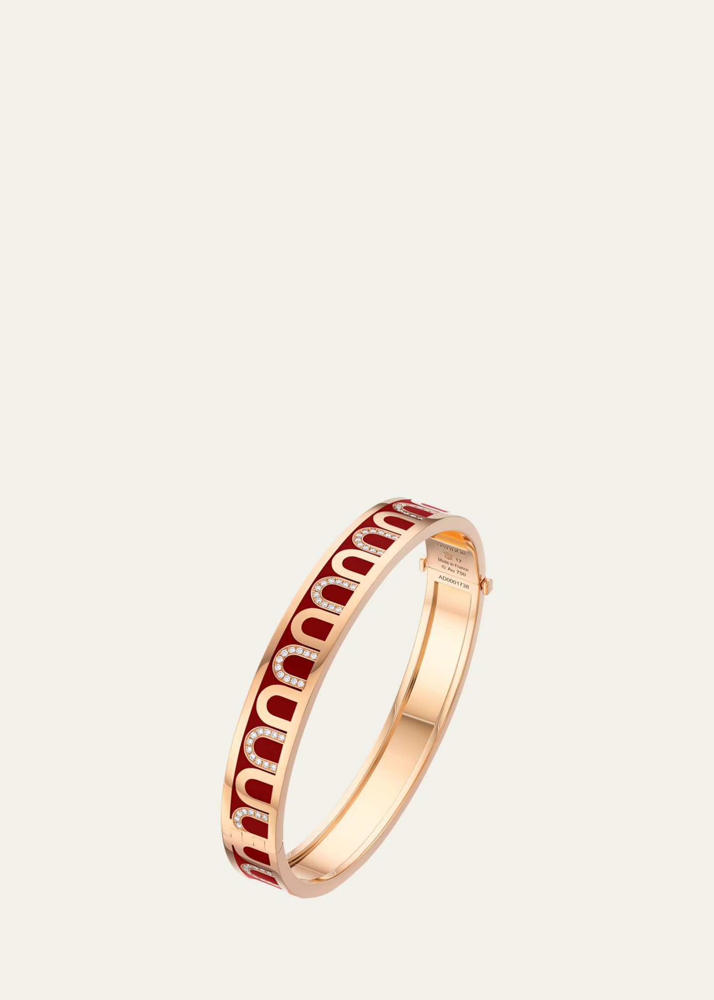 DAVIDOR L'Arc de DAVIDOR Bangle MM in 18K Rose Gold Davidor Bordeaux Lacquered Ceramic and Colonnato Diamonds