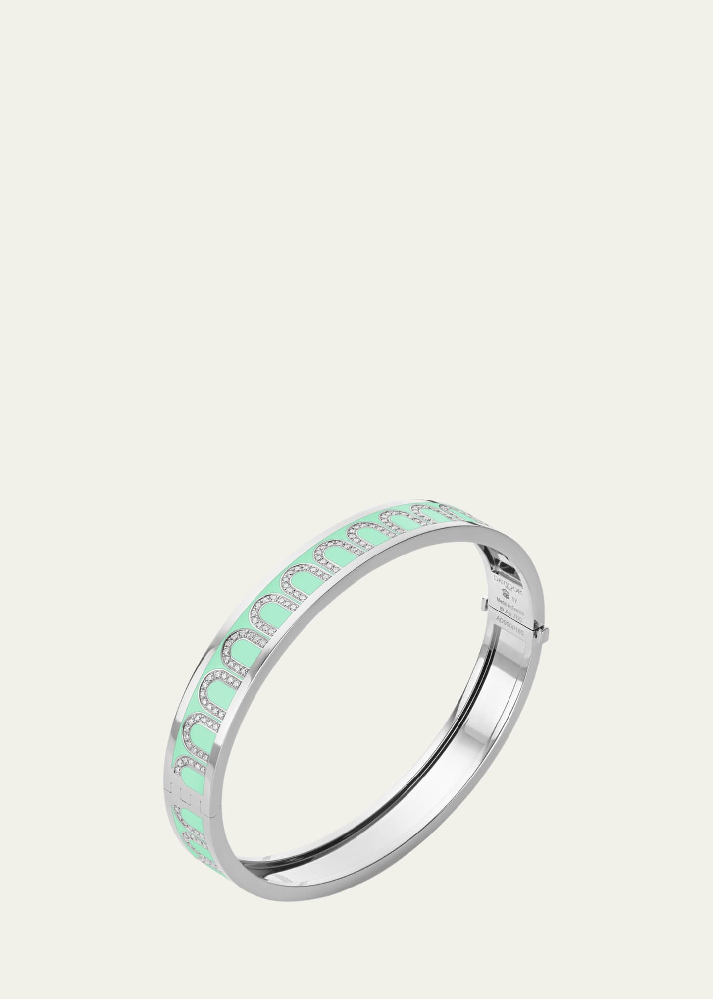 DAVIDOR L'Arc de DAVIDOR Bangle MM in 18K White Gold with Palm Beach Lacquered Ceramic and Arcade Diamonds