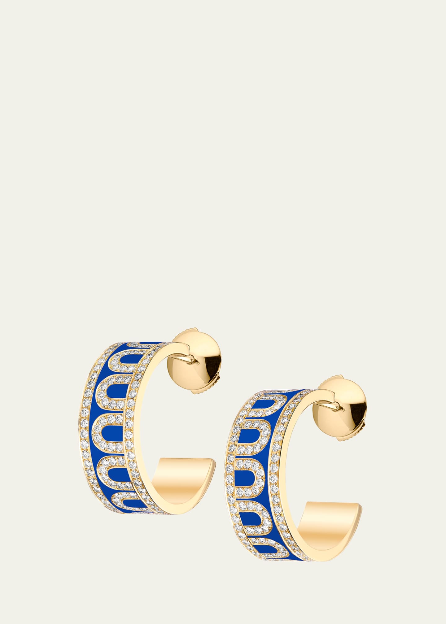 DAVIDOR L'Arc de DAVIDOR Creole Earrings PM in 18K Yellow Gold with Riviera Lacquered Ceramic and Palais Diamonds