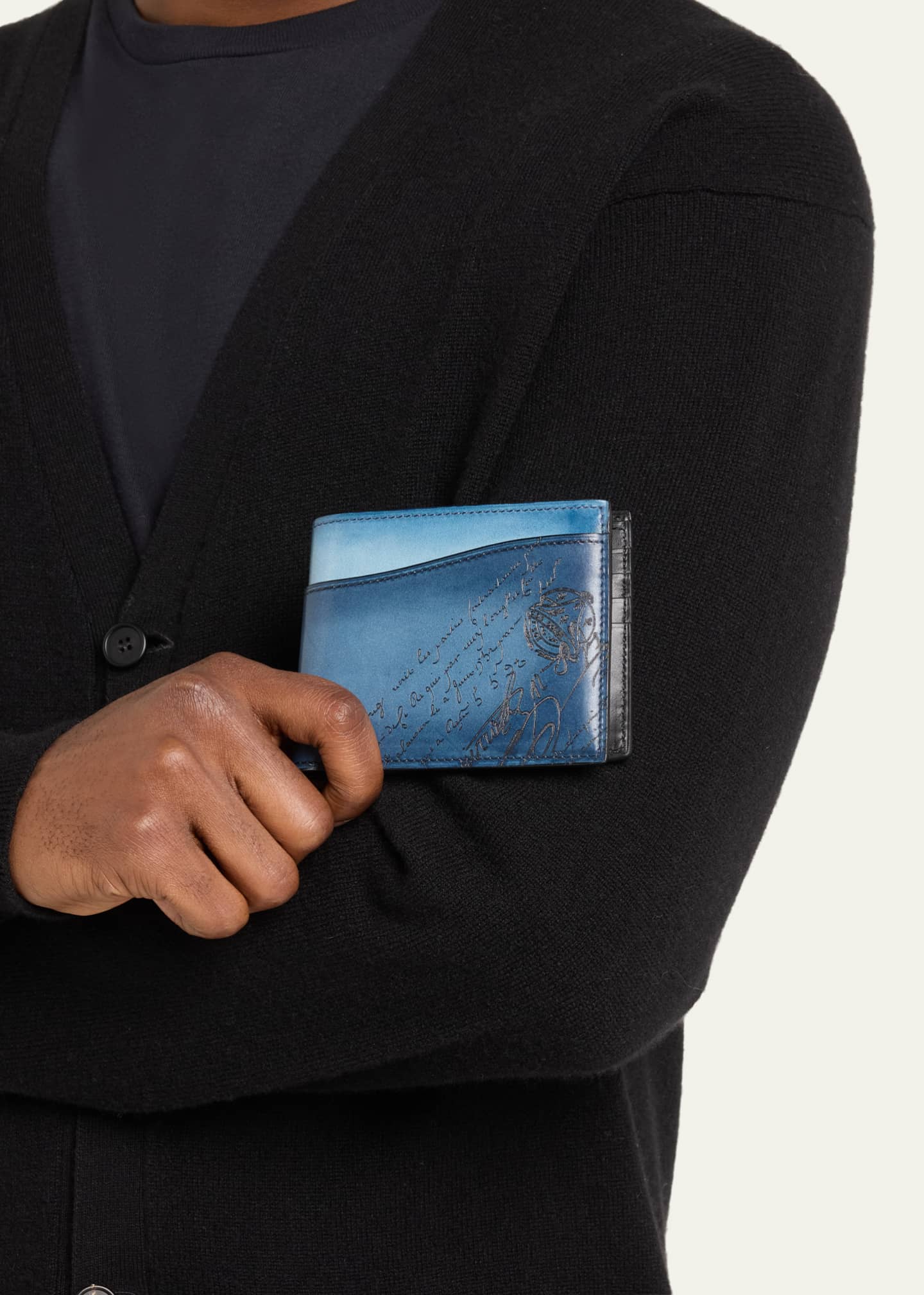 Berluti Men's Makore Slim Scritto Leather Bifold Wallet Image 2 of 4