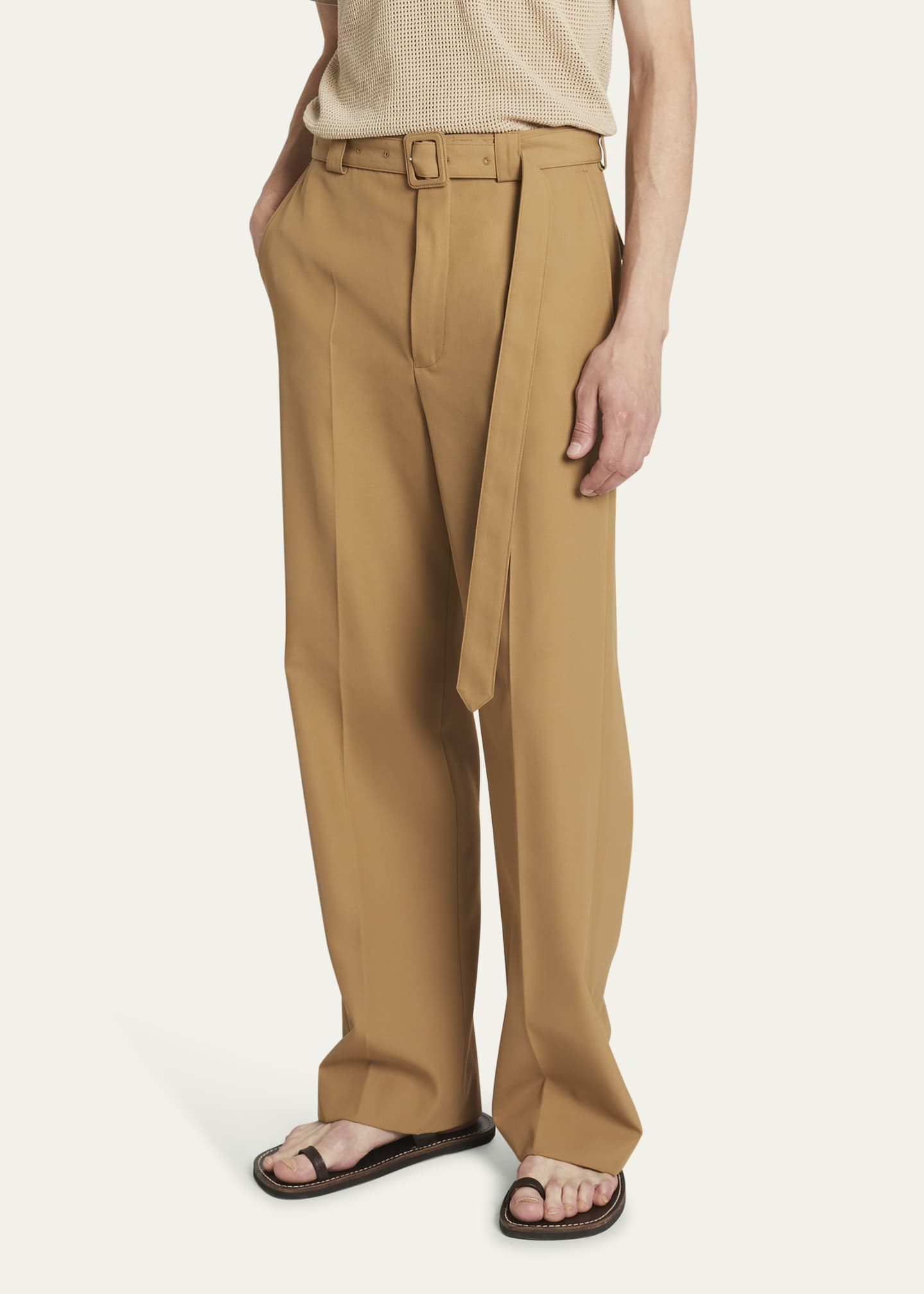 Dries Van Noten Men's Wool-Blend Gabardine Belted Pants