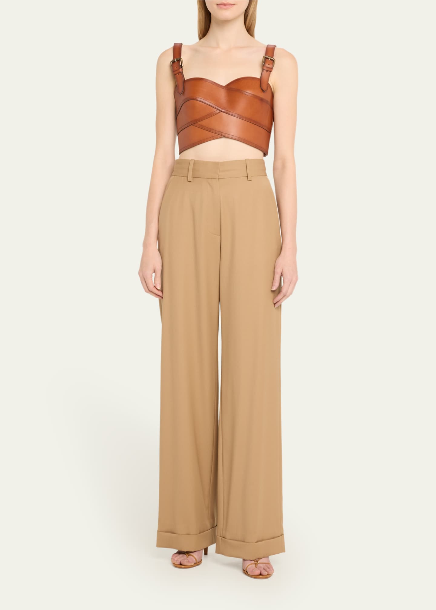 Monse Leather Belt Bustier Crop Top Bergdorf Goodman