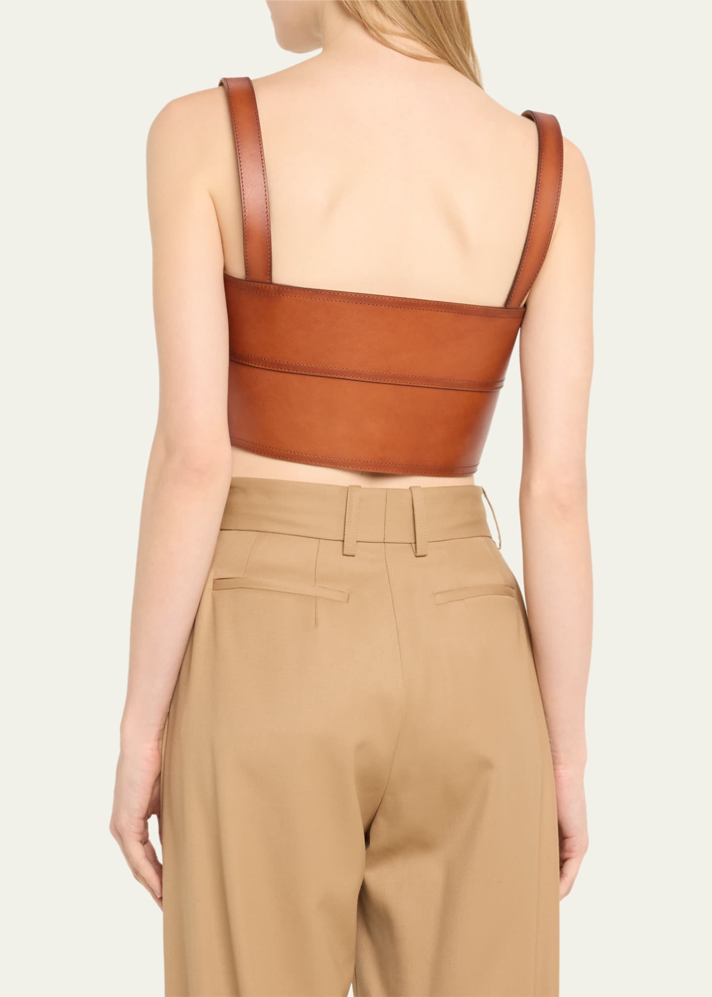 Monse Leather Belt Bustier Crop Top Bergdorf Goodman