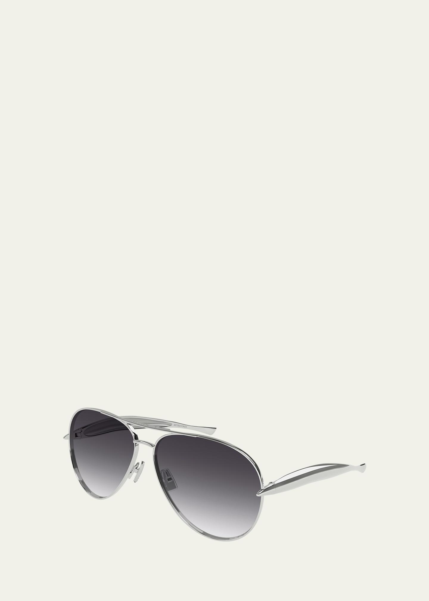 Bottega Veneta Curved Metal Aviator Sunglasses - Bergdorf Goodman