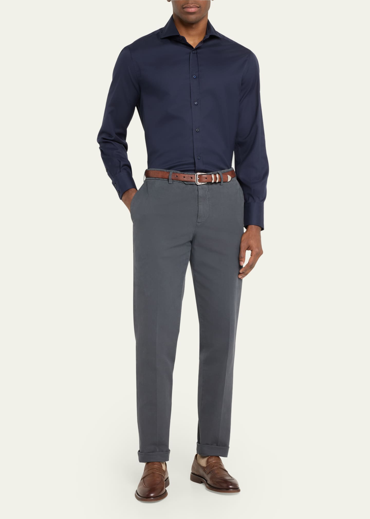 Brunello Cucinelli Men's Cotton Classic-Fit Sport Shirt Image 2 of 5