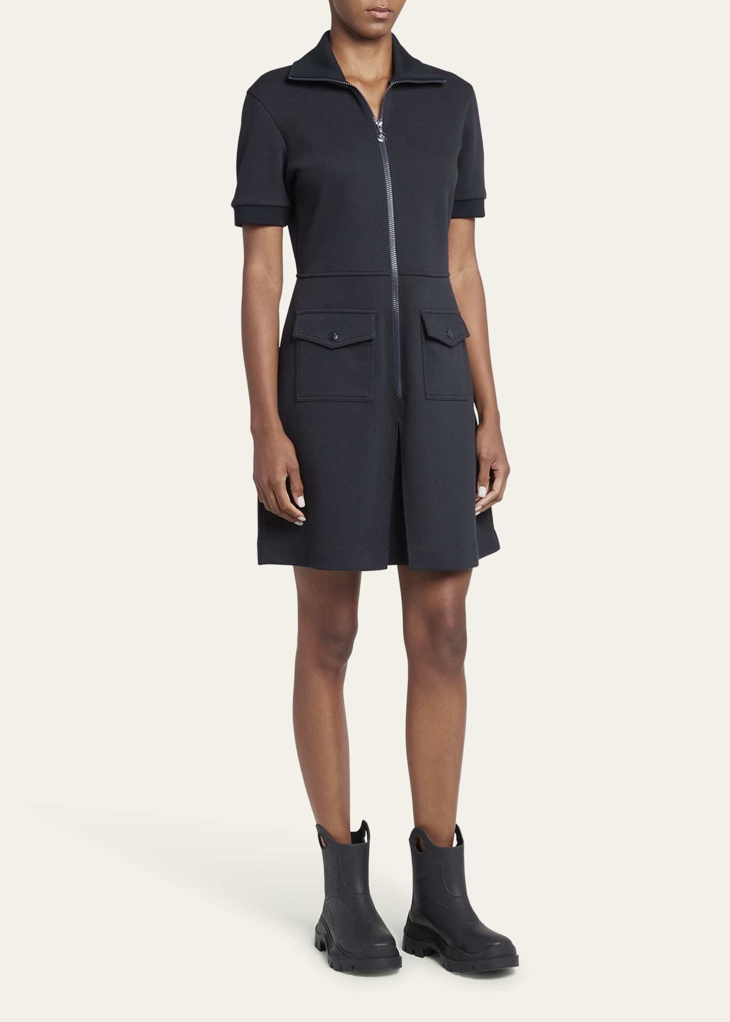 Moncler Short-Sleeve Mini Shirtdress Image 2 of 5