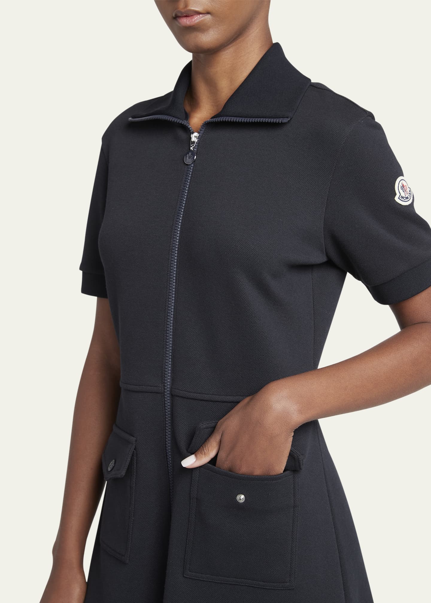 Moncler Short-Sleeve Mini Shirtdress Image 5 of 5