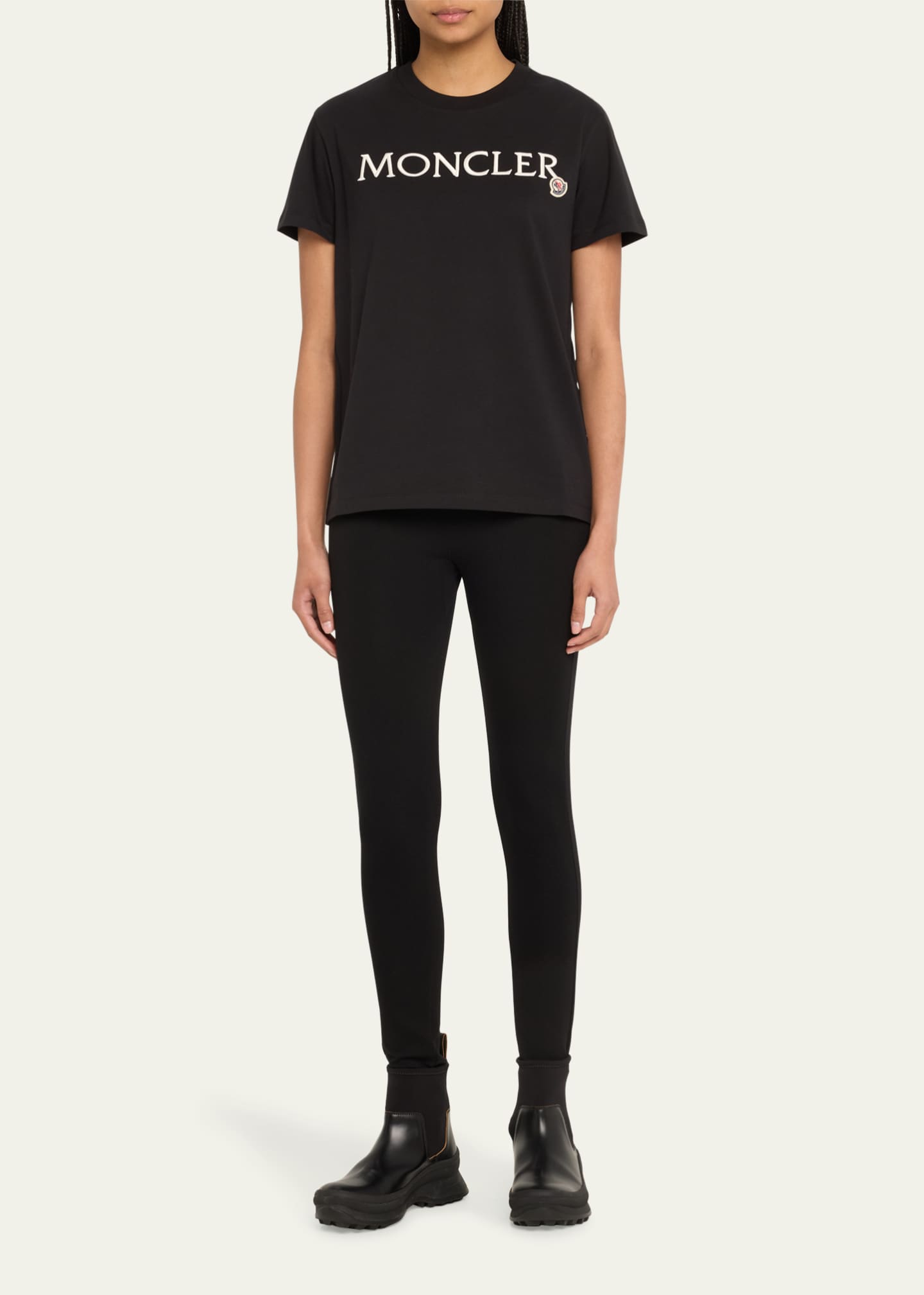 Moncler Embroidered Logo Short-Sleeve T-Shirt Image 2 of 5