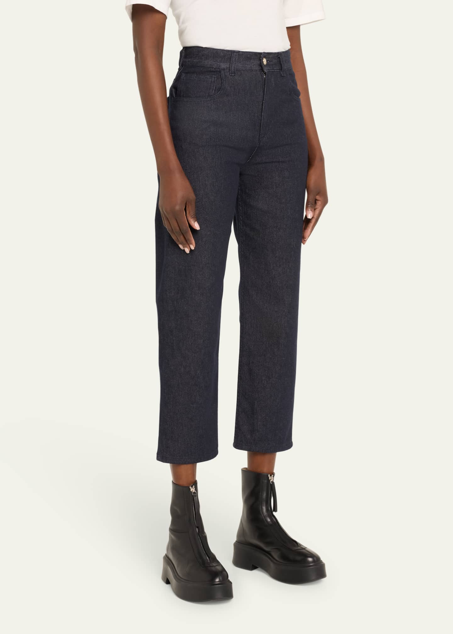 Moncler Mid-Rise Straight-Leg Cotton Stretch Trousers Image 4 of 5