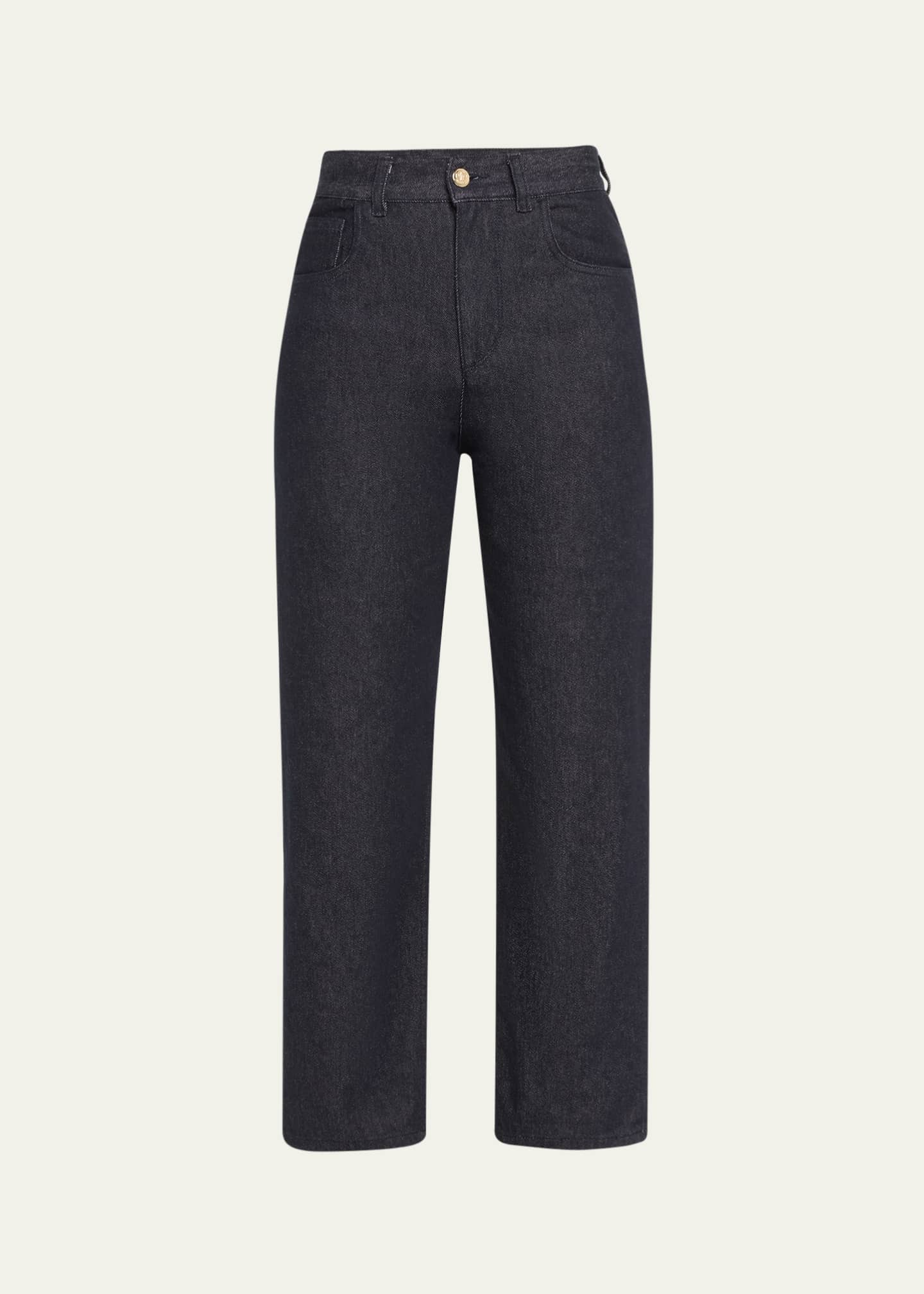 Moncler Mid-Rise Straight-Leg Cotton Stretch Trousers Image 1 of 5