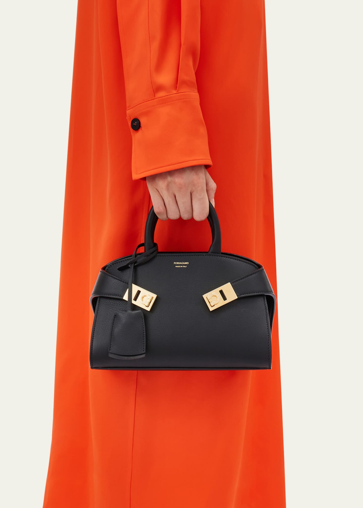 Ferragamo Mini Hug Leather Top-Handle Bag Image 2 of 5