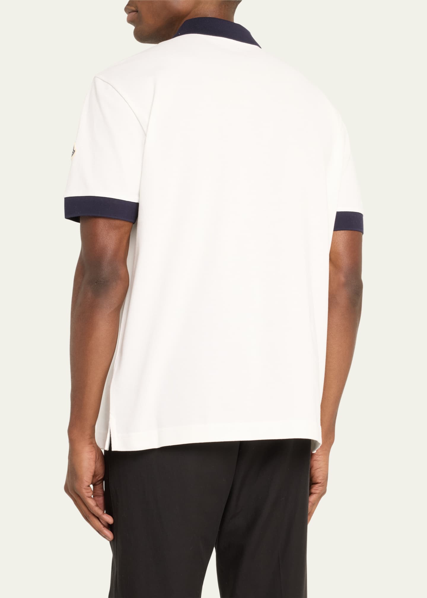 Moncler Men's Contrast-Trim Knit Polo Shirt Image 2 of 3