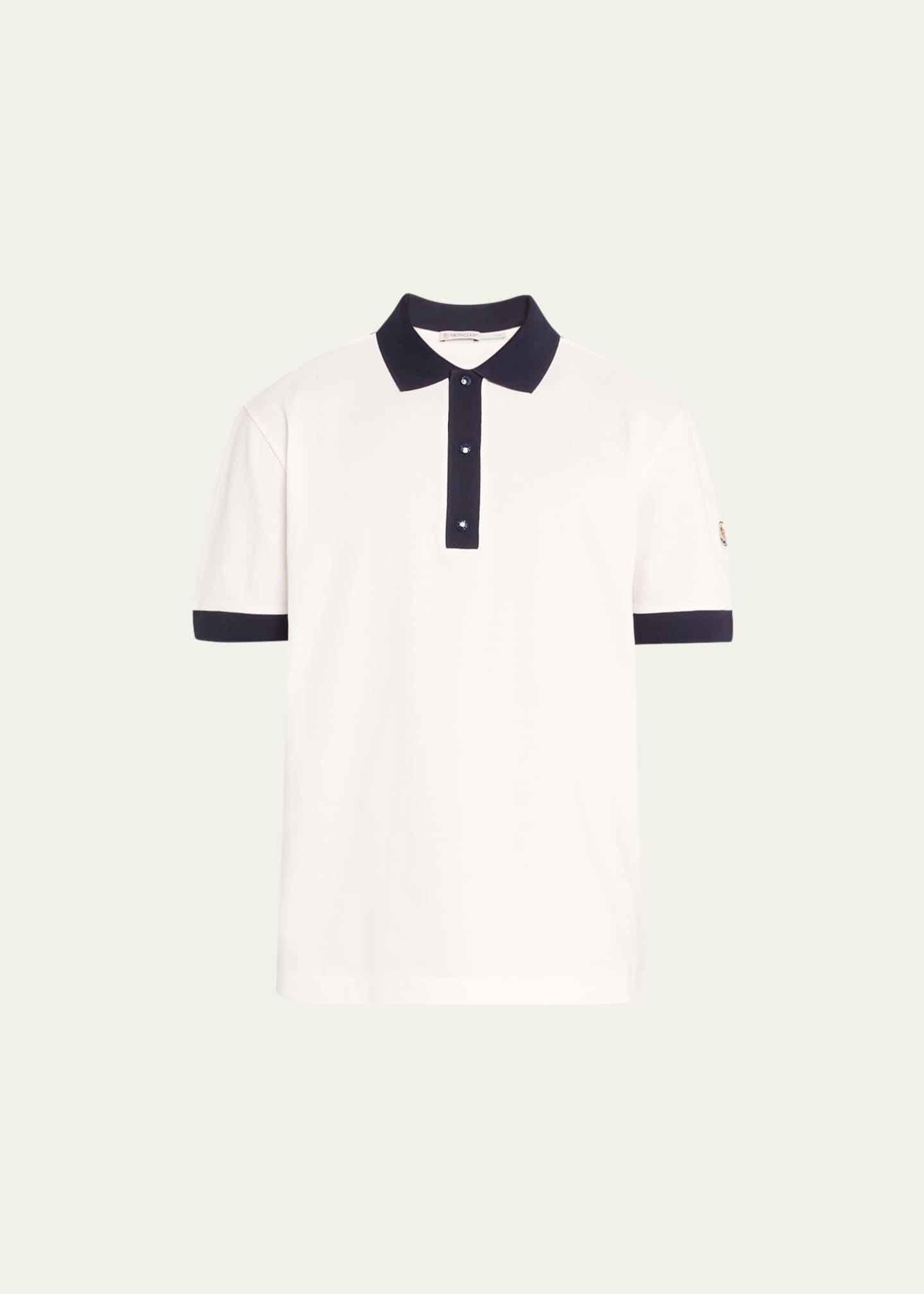 Moncler Men's Contrast-Trim Knit Polo Shirt Image 1 of 3