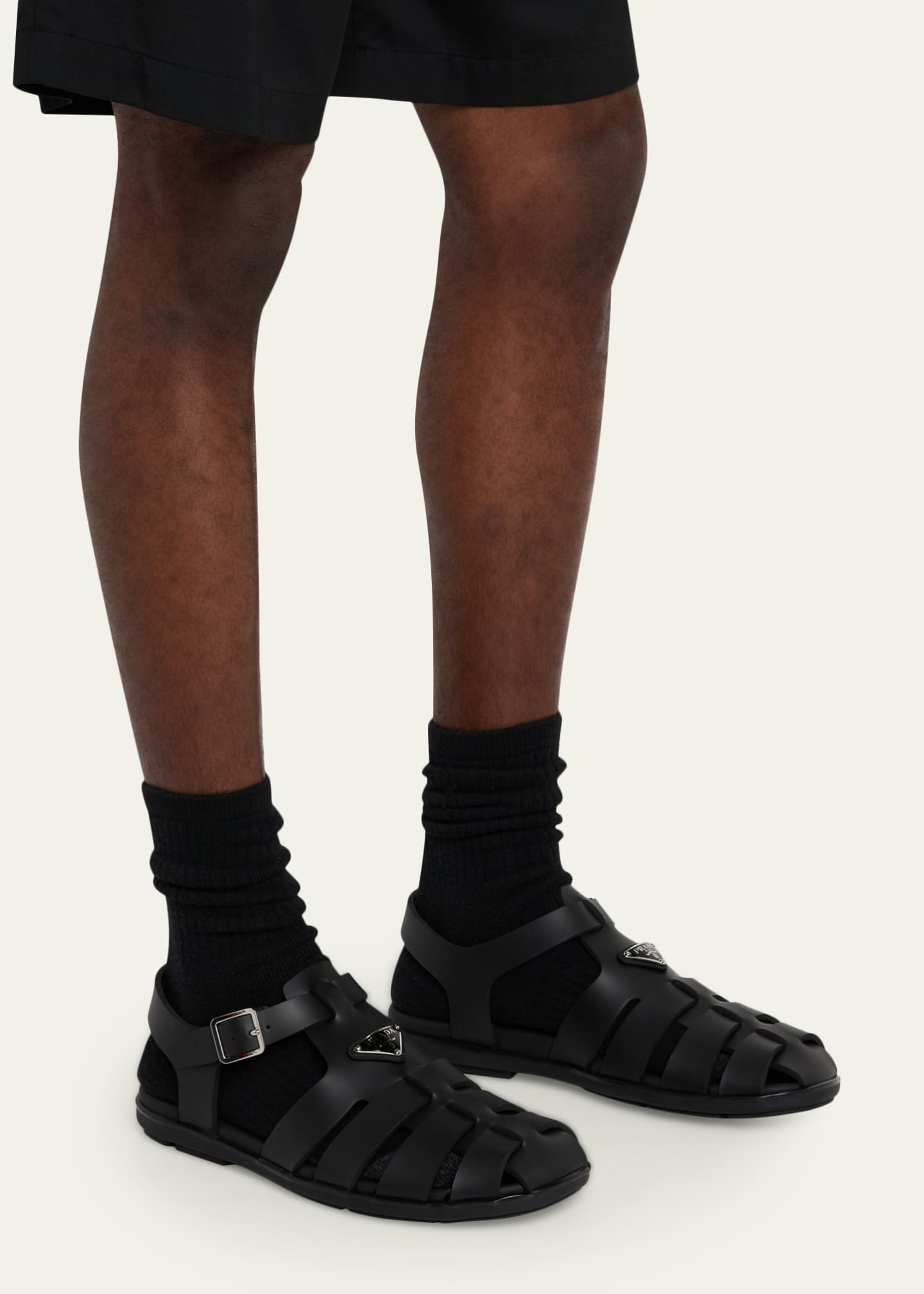 25SS■PRADA■ Rubber Fisherman Sandals Prada Men's Rubber Fisherman Sandals - Bergdorf Goodman