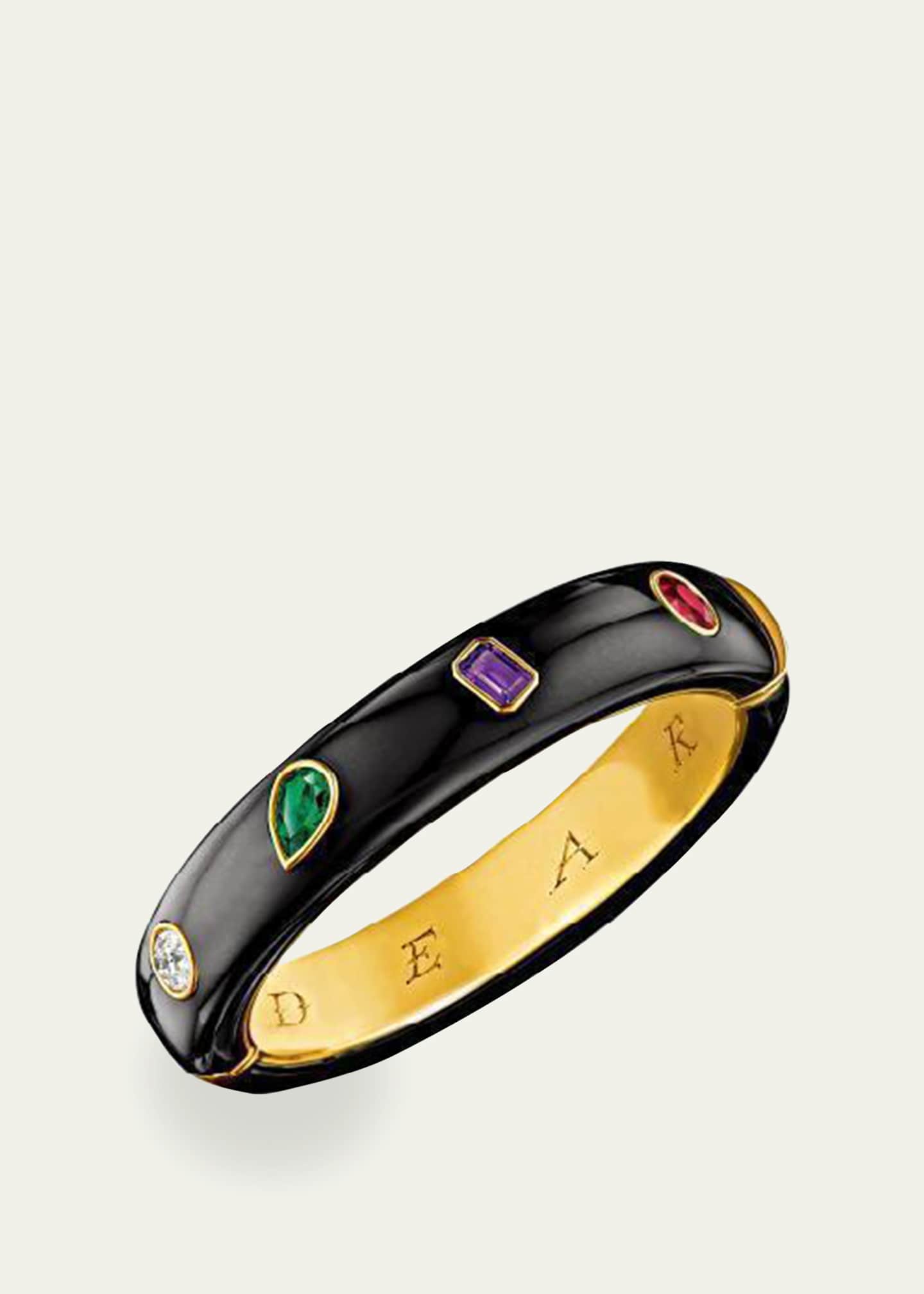 Verdura Dear Mixed-Stone Bangle Bracelet in 18K Yellow Gold and Jade