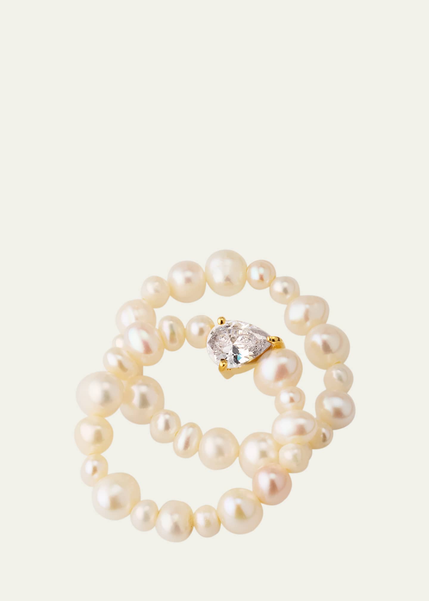 Completedworks The Exposure of Time Ring Set in 14K Yellow Gold Plated Silver with Freshwater Pearls and Cubic Zirconia Image 3 of 4