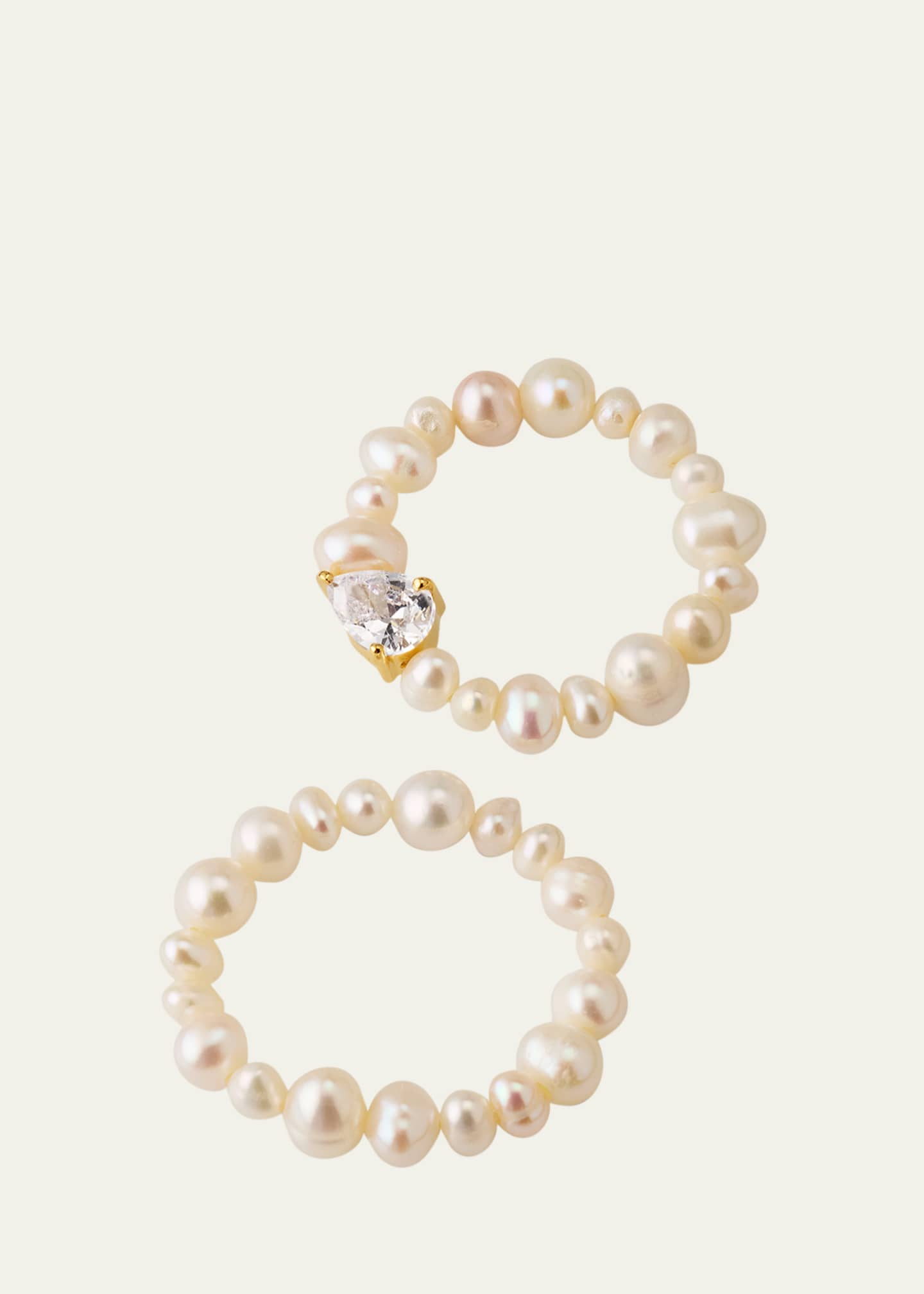Completedworks The Exposure of Time Ring Set in 14K Yellow Gold Plated Silver with Freshwater Pearls and Cubic Zirconia Image 4 of 4