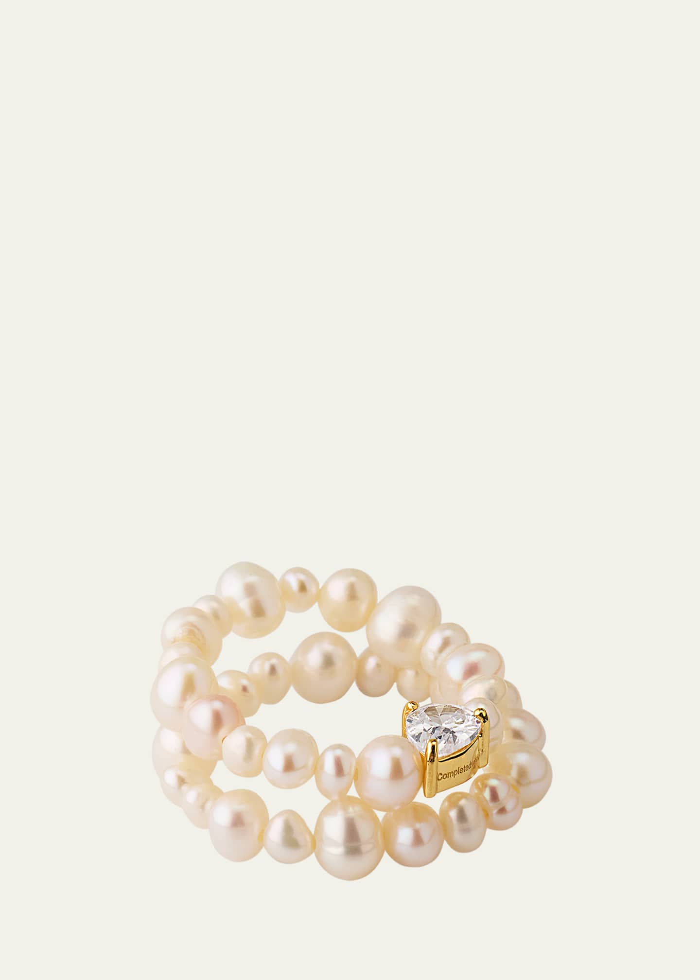 Completedworks The Exposure of Time Ring Set in 14K Yellow Gold Plated Silver with Freshwater Pearls and Cubic Zirconia Image 1 of 4