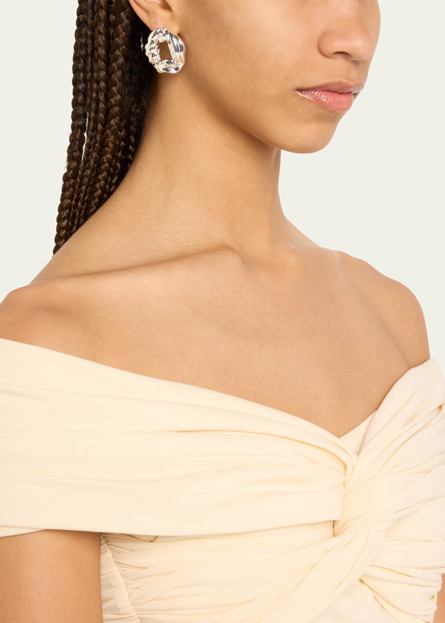 Completedworks Rhodium-Plated Recycled Silver Scrunch Hoop Earrings Image 2 of 4