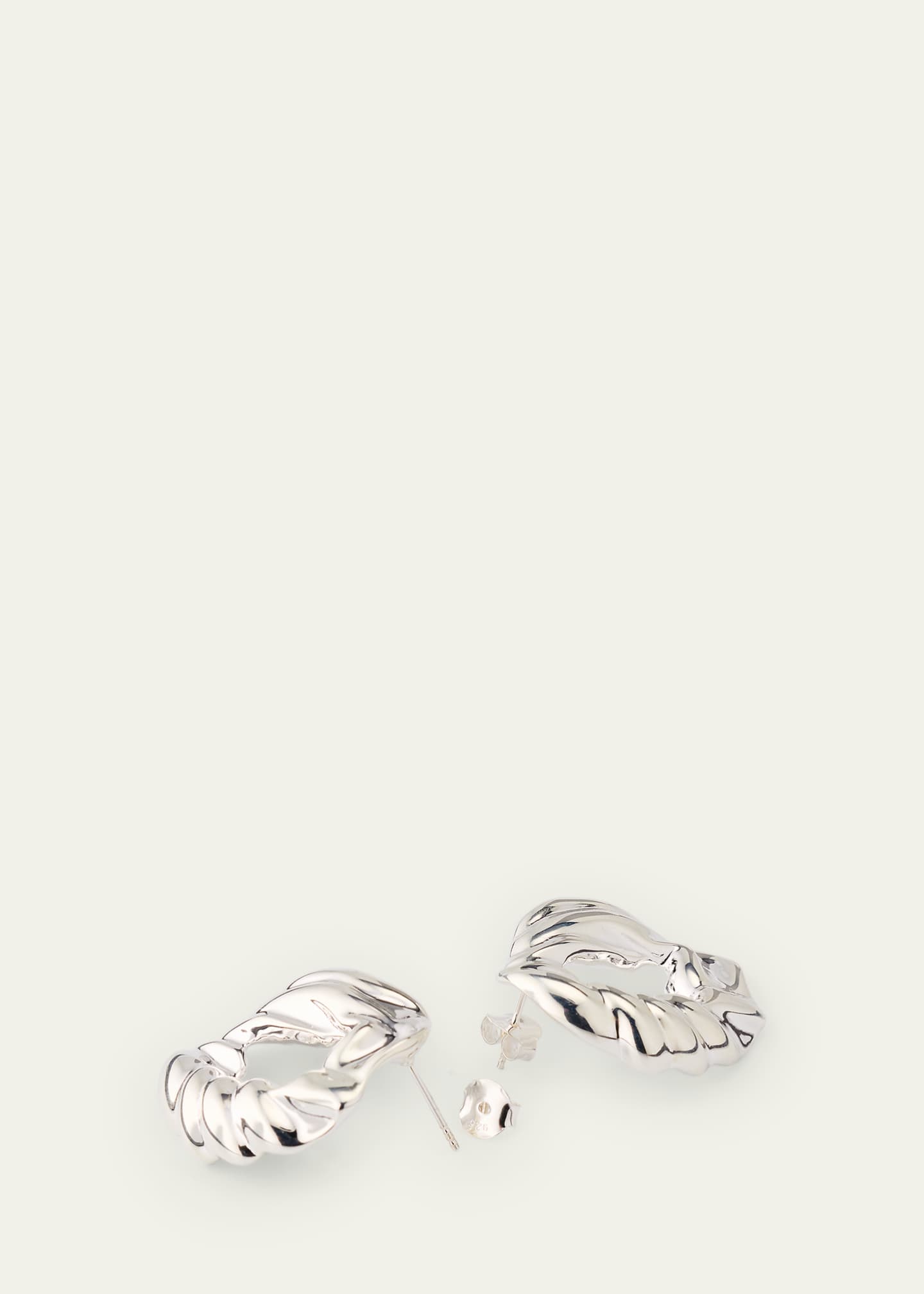 Completedworks Rhodium-Plated Recycled Silver Scrunch Hoop Earrings Image 4 of 4
