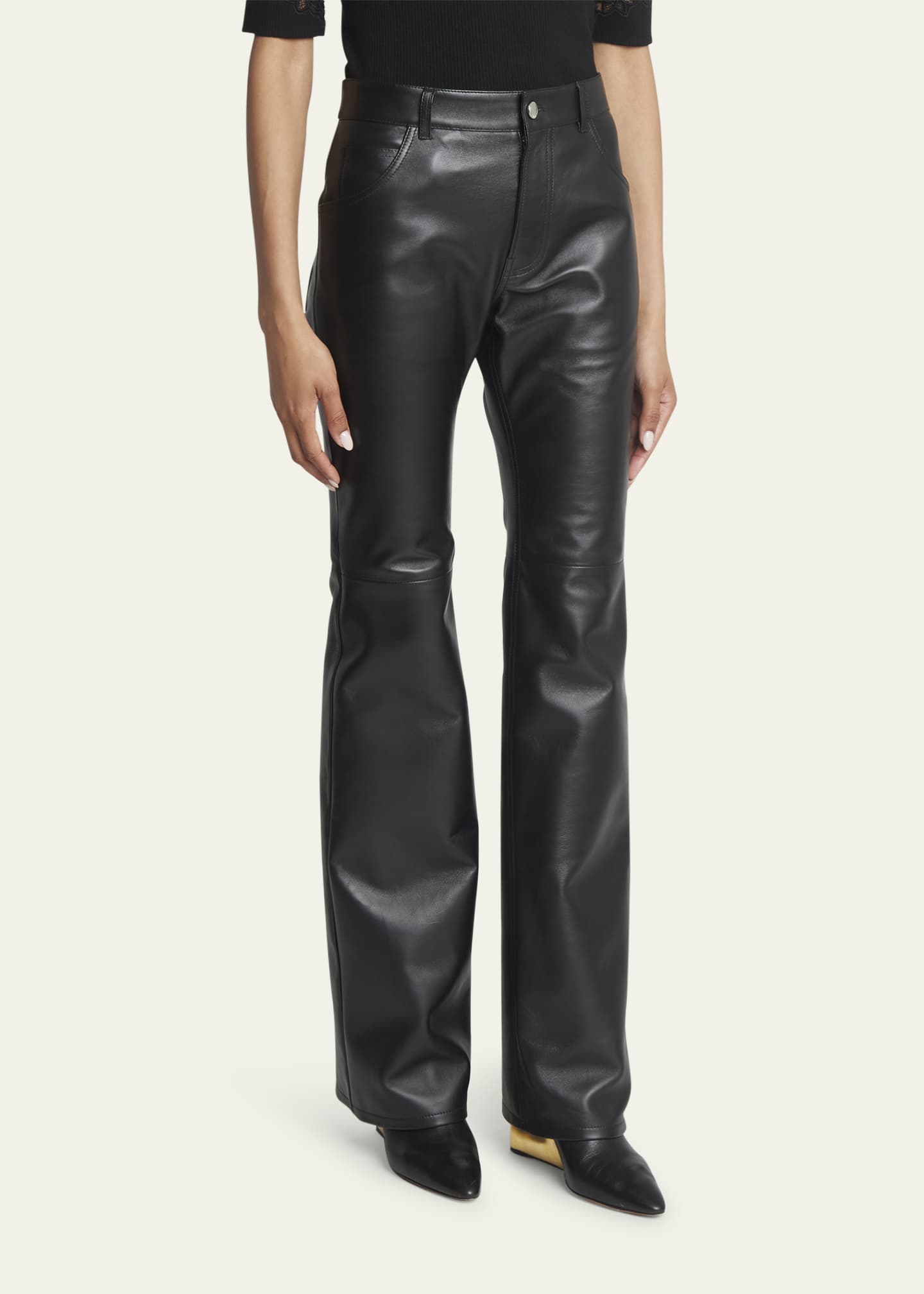 Chloe Cropped Bootcut Trousers In Nappa Leather - Bergdorf Goodman