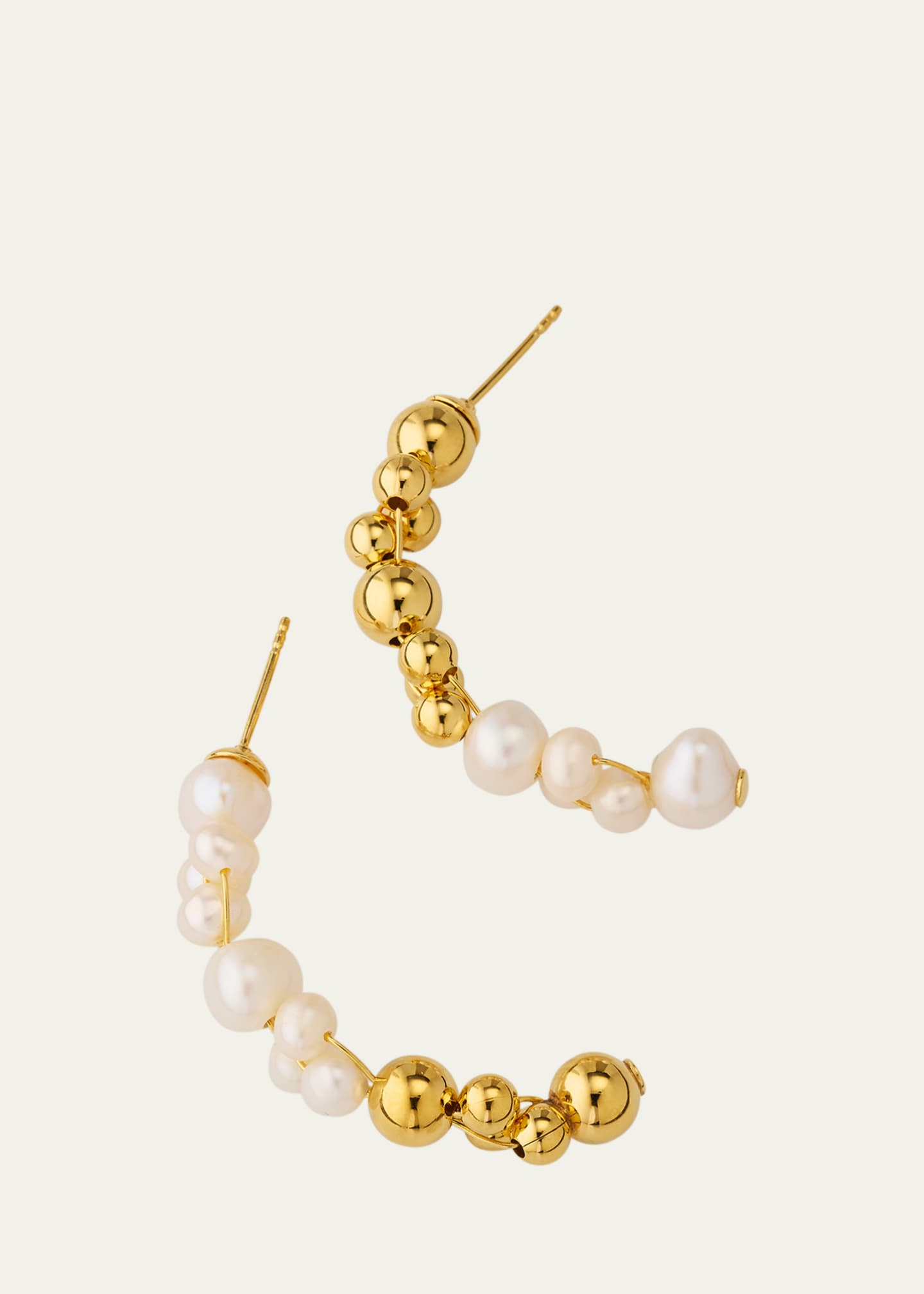 Completedworks 18K Gold-Plated Recycled Silver Freshwater Pearl Half Hoop Earrings Image 3 of 4