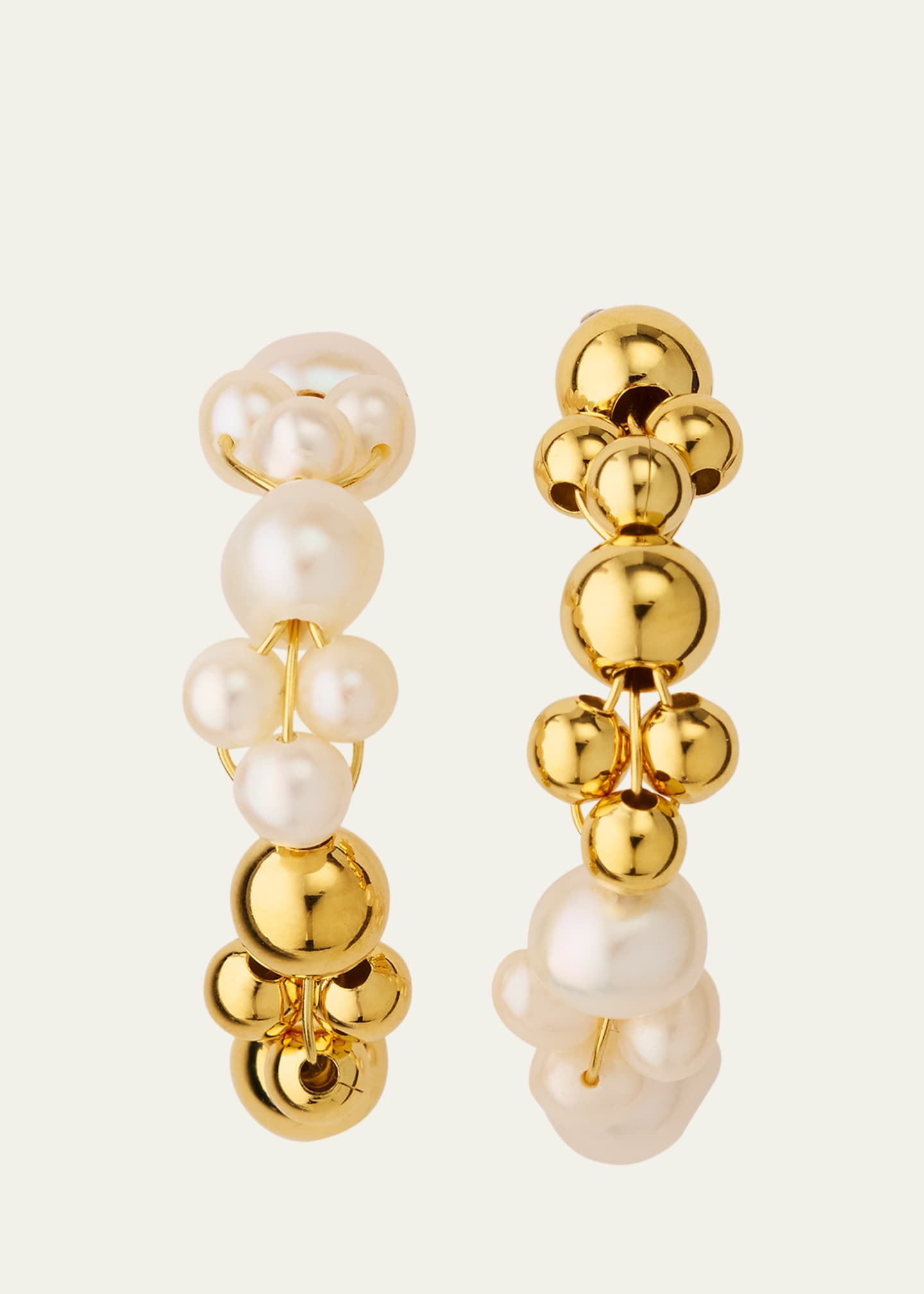 Completedworks 18K Gold-Plated Recycled Silver Freshwater Pearl Half Hoop Earrings Image 1 of 4