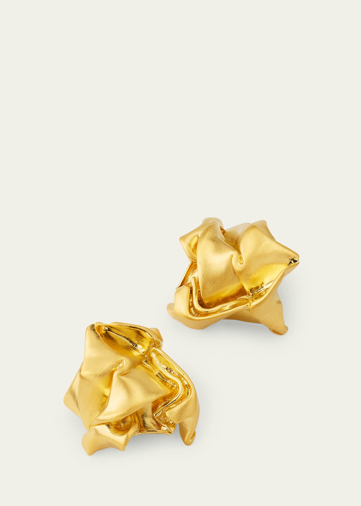 Completedworks Gold Plated Recycled Sterling Silver Crunched Stud Earrings Image 3 of 4