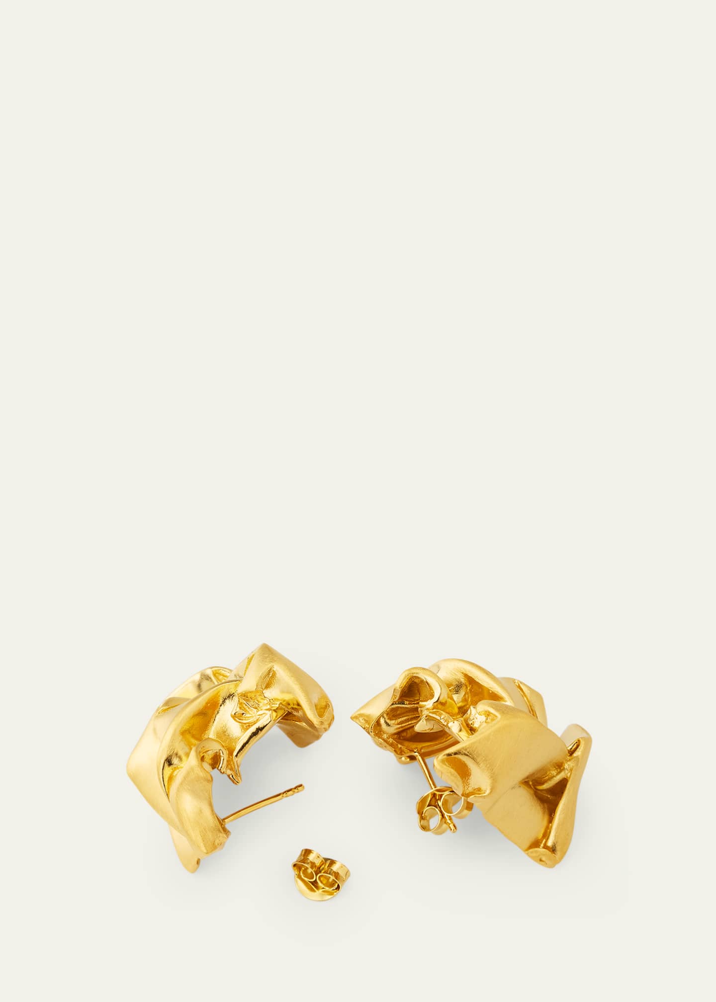 Completedworks Gold Plated Recycled Sterling Silver Crunched Stud Earrings Image 4 of 4