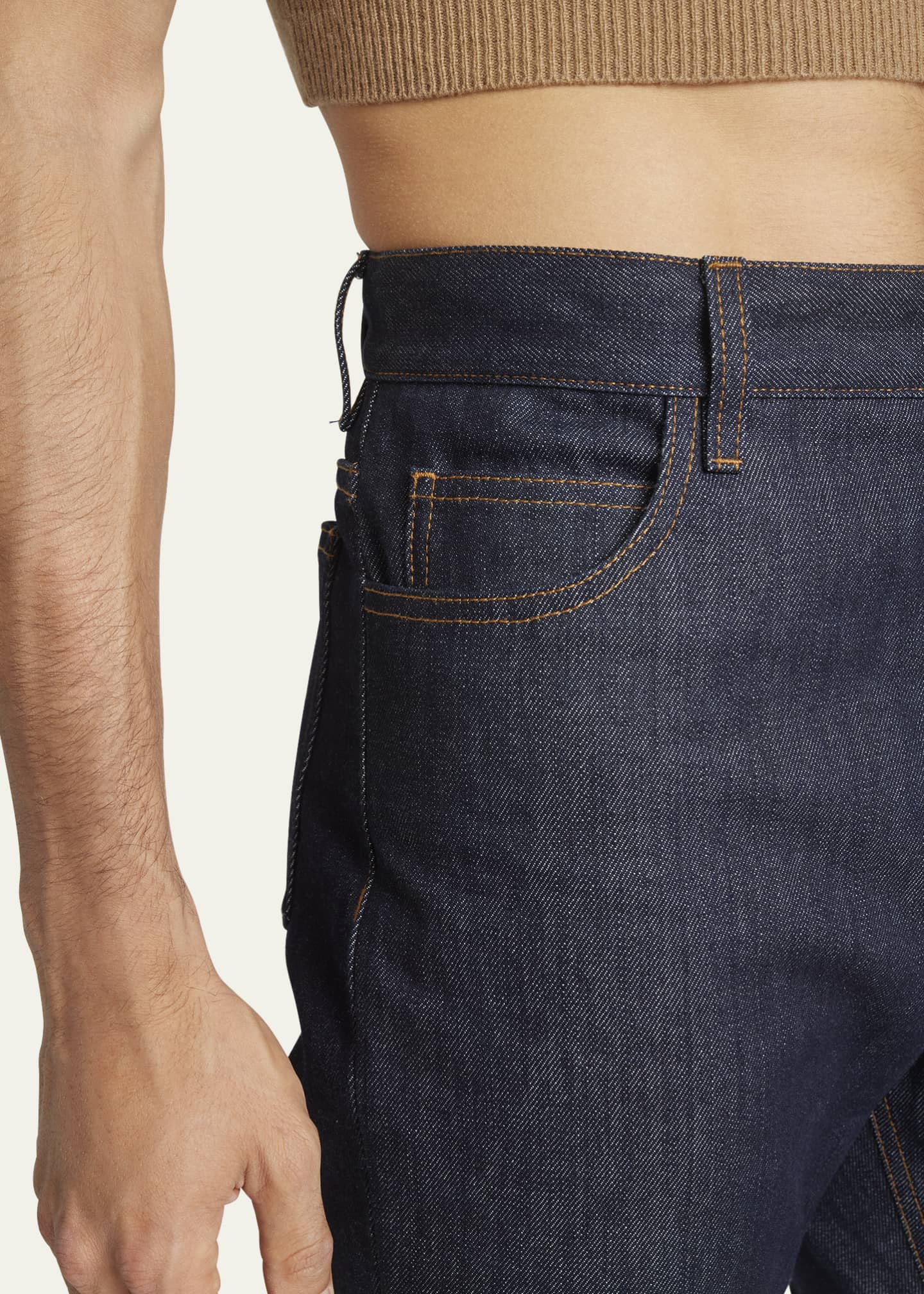 Loewe Men's HighRise Raw Denim Jeans Bergdorf Goodman